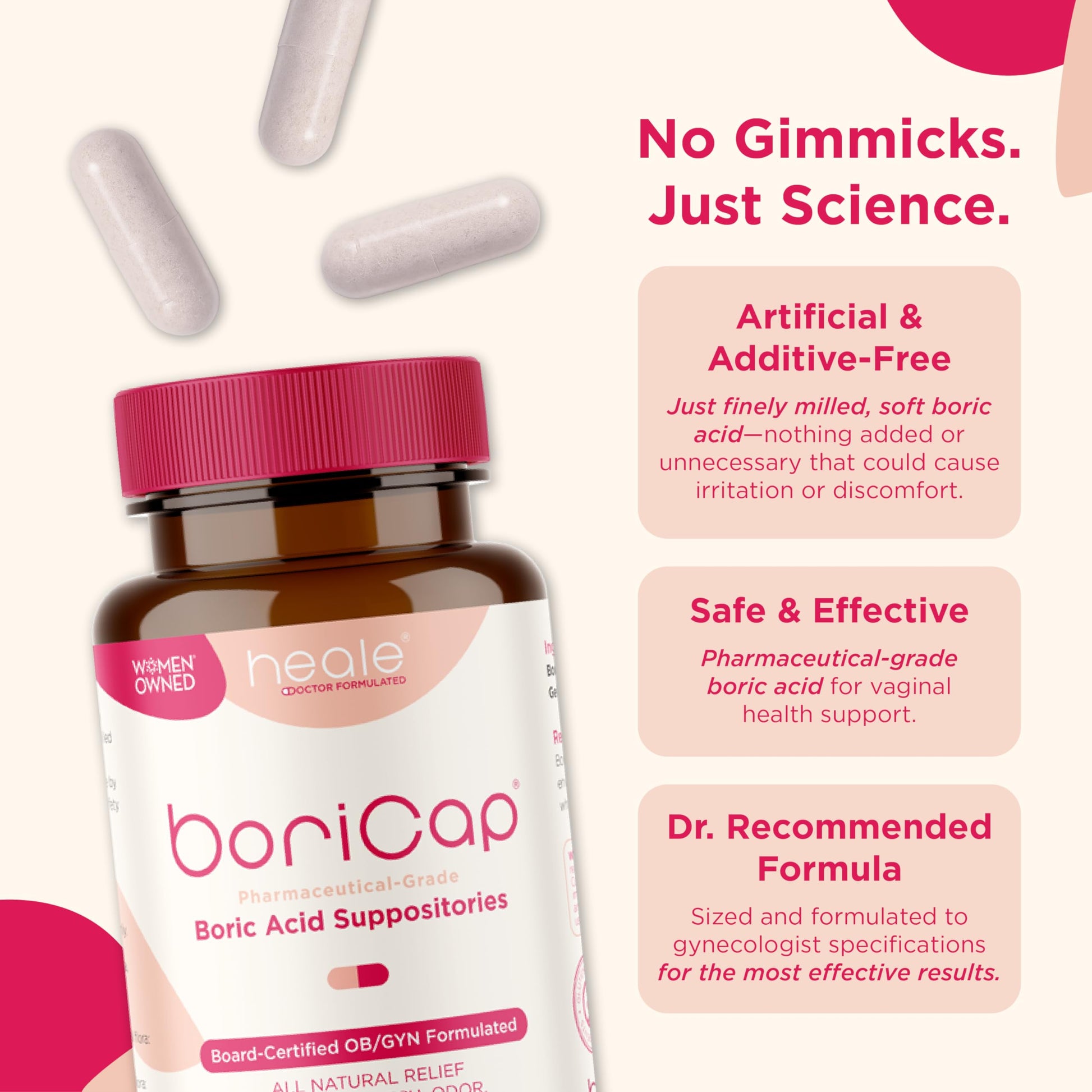 BoriCap - Boric Acid Suppositories for Women - 600 mg - Vaginal Health & Balance, Itch & Odor - Natural Relief - Feminine Care - Feminine Hygiene Products - Made in USA by Heale - 30 Capsules BoriCap uk supplements
