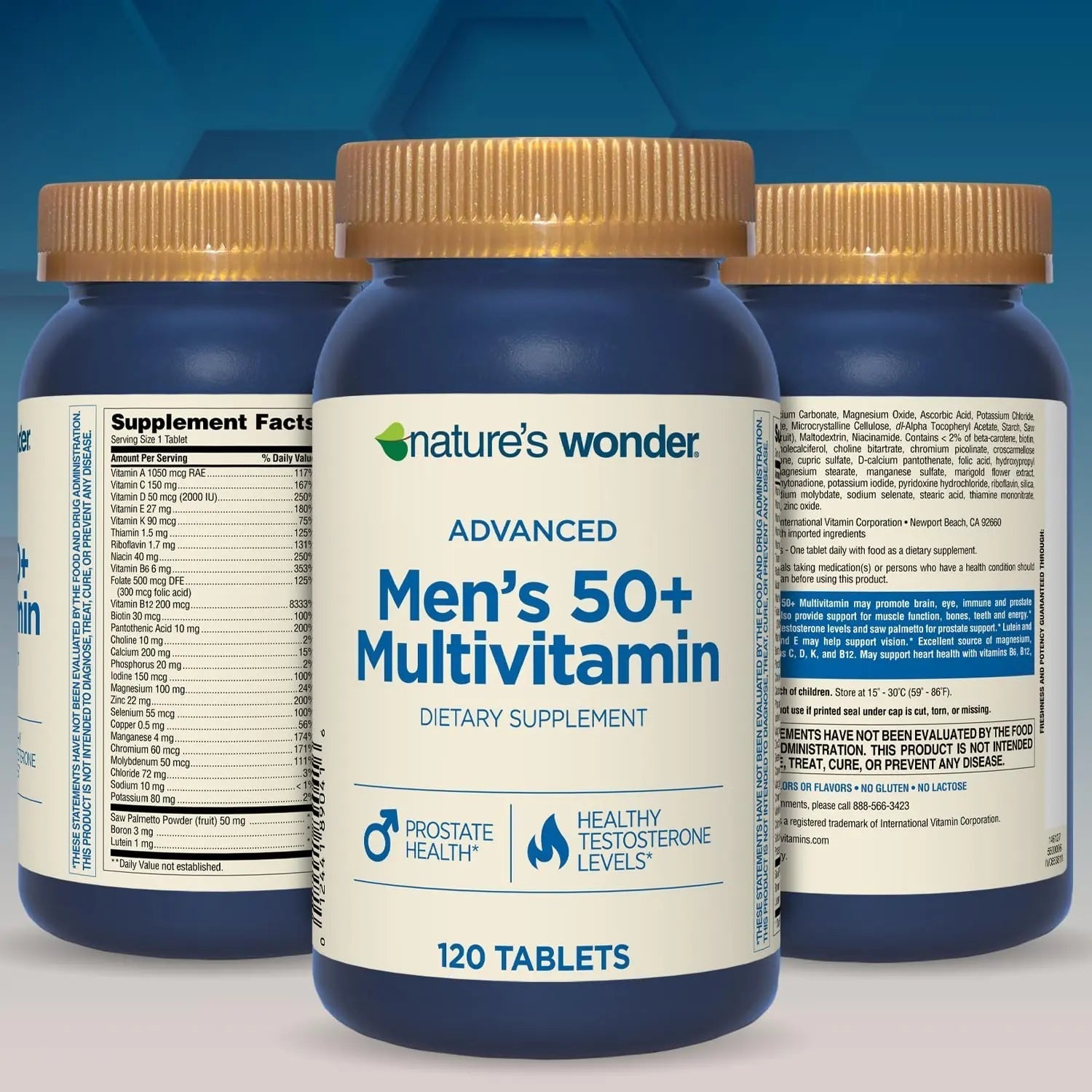 Nature's Wonder Advanced Men's 50+ Multivitamin/Multimineral Supplement with Vitamin D3 and B Vitamins 120 Tablets, 120 Day Supply Nature's Wonder uk supplements