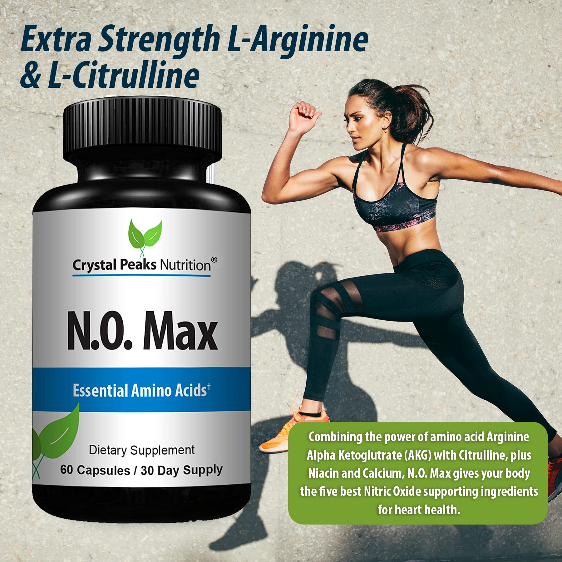 CRYSTAL PEAKS NUTRITION N.O. Max Nitric Oxide Supplement - L Arginine, Citrulline CRYSTAL PEAKS NUTRITION uk supplements