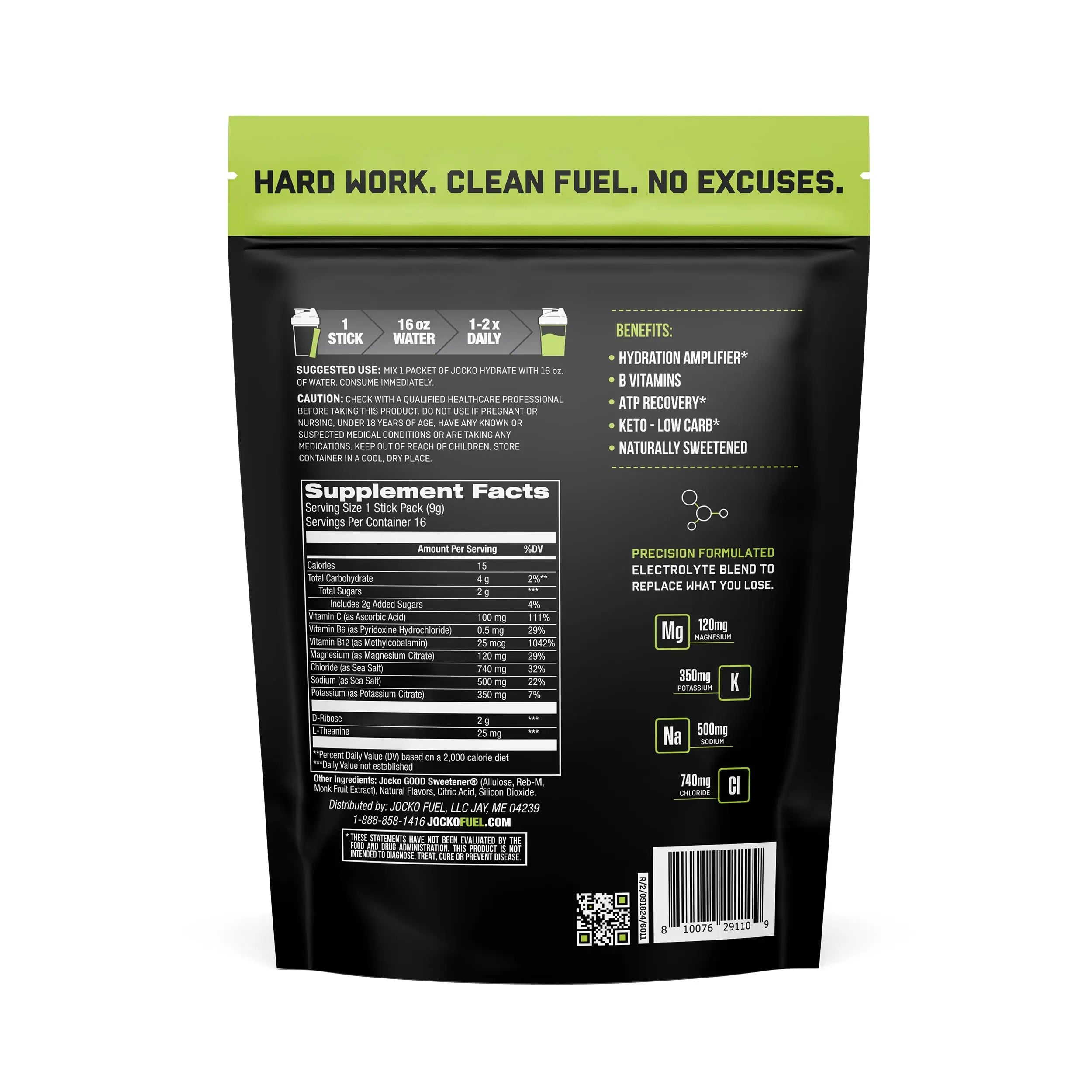 Jocko Fuel Packets Low Sugar - Hydration Amplifier Packets for Recovery, Dehydration, & Exercise - with Vitamins B6, B12 & C (16 Packets) Lemon Lime Jocko Fuel uk supplements