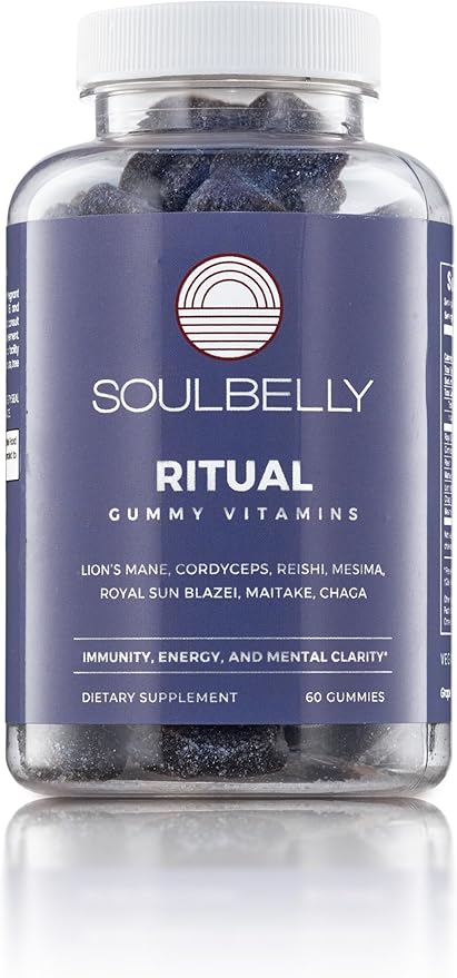 SOULBELLY Multi-Mushroom | Ritual Vitamin Gummies for Energy, Focus and Immune Balance | Vegan | Gluten-Free | Non-GMO | 60 Count SOULBELLY uk supplements