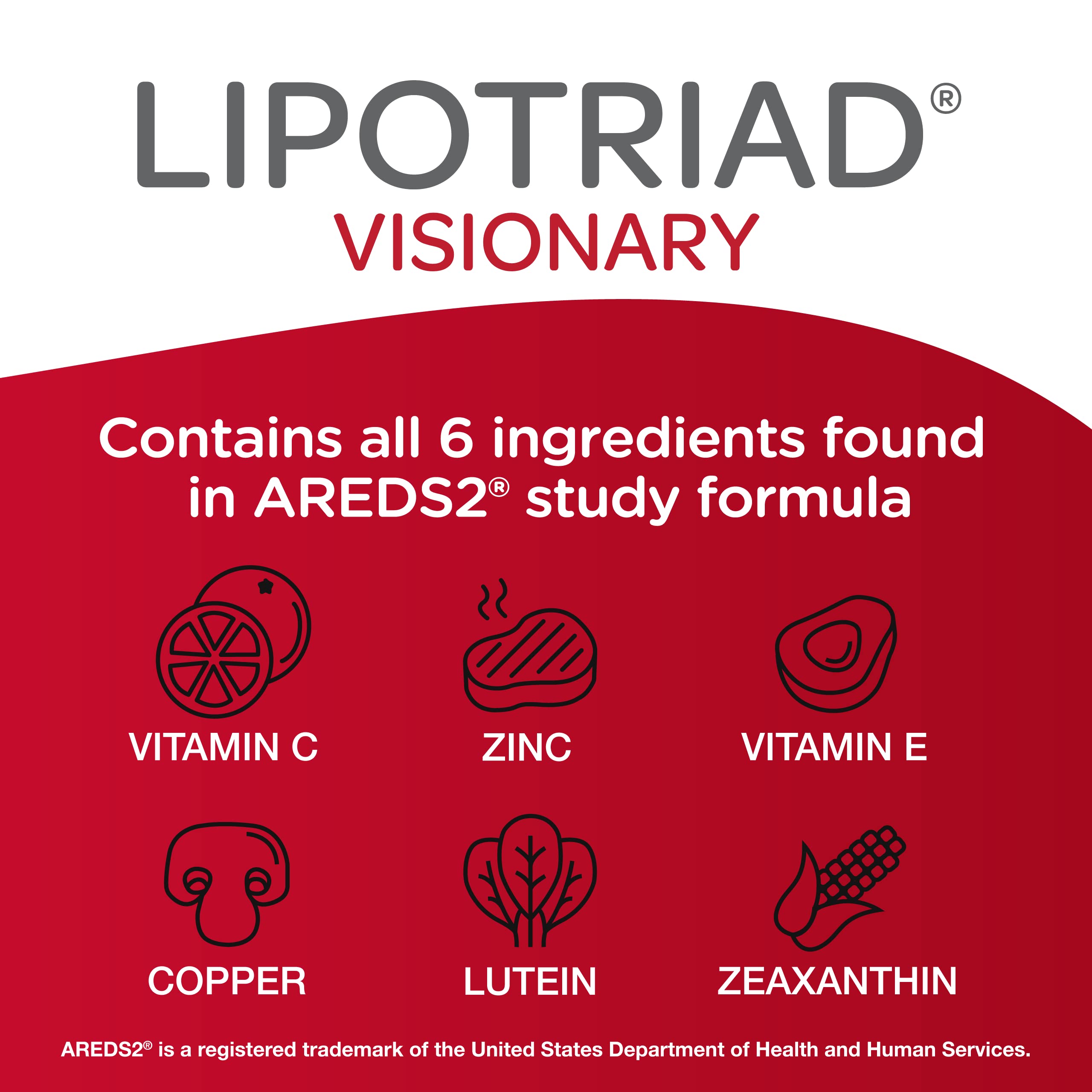 Lipotriad Visionary Eye Vitamins – 60 Capsules – Lutein and Zeaxanthin Supplements with Other AREDS 2® Ingredients to Support Eye Health Lipotriad uk supplements
