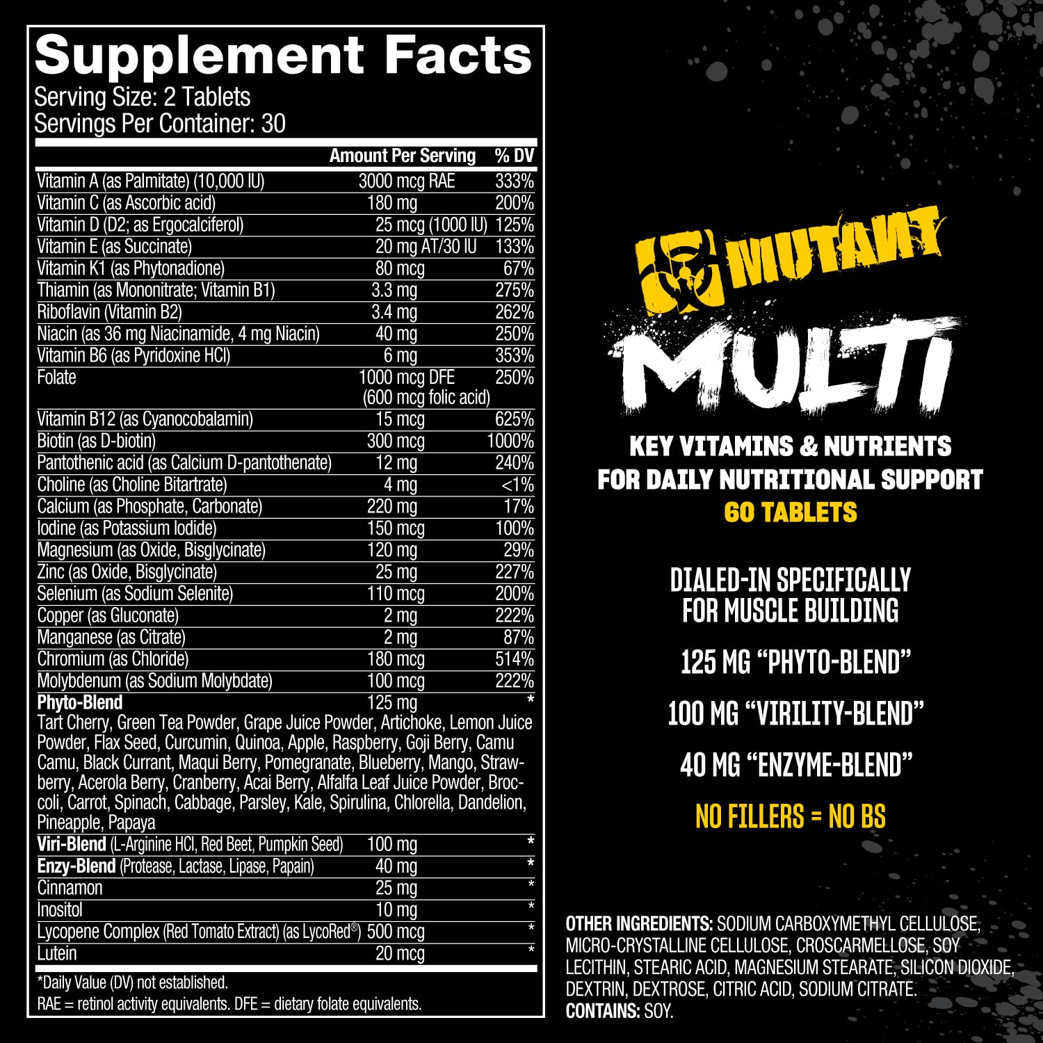 Mutant Multi - High Potency Vitamins with 75+ Ingredients Specifically Formulated for Heavy Lifting, 60 Tablets Mutant uk supplements