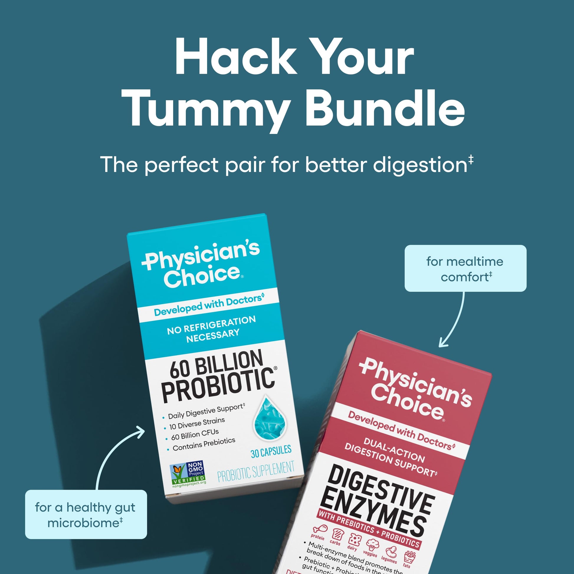 Physician's CHOICE Advanced Gut Health Bundle: 60 Billion Probiotics 30ct + Digestive Enzymes 60ct for Digestive, Gut, and Immune Health Supports Occasional Constipation, Diarrhea, Gas, and Bloating Physician's CHOICE uk supplements