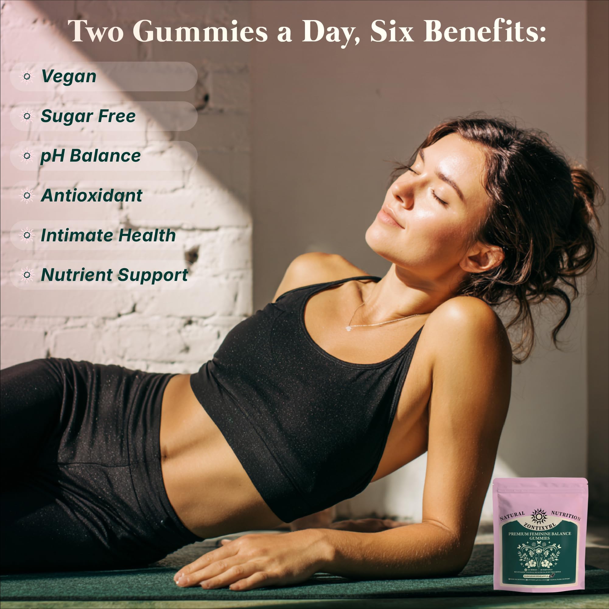 Zontixyrl Premium Feminine Balance Gummies Women - Pineapple Gummies for Women pH Probiotic and Immune Support Vegan Gluten Free 60 Gummies 30 Servings Zontixyrl uk supplements