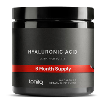 Toniiq Hyaluronic Acid Supplements – Lab Tested 95% Ultra High Purity – Fermented and Bioavailable with Vitamin C – Third Party Lab Tested – 360 Capsules Toniiq uk supplements