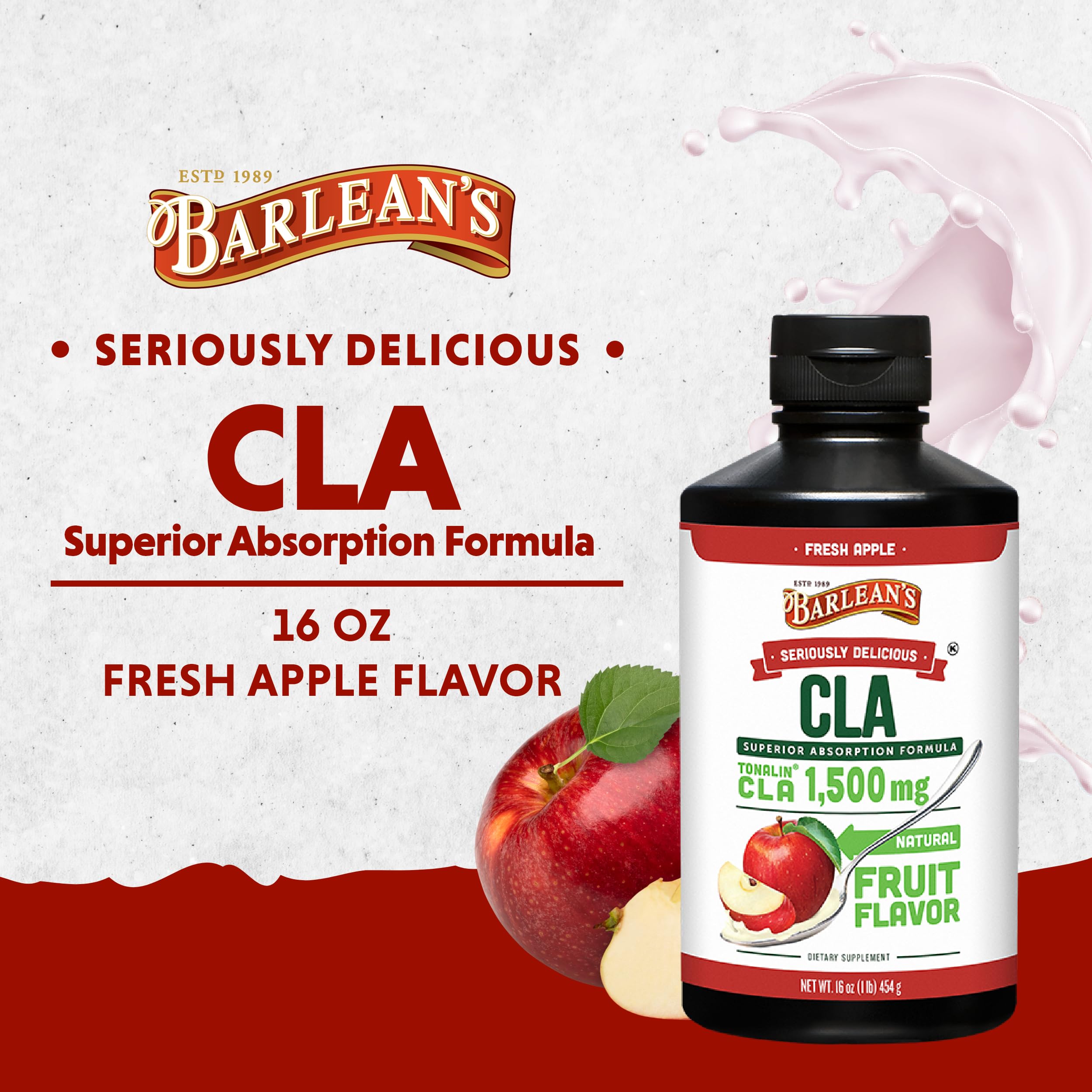 Barlean's Fresh Apple with 1,500 mg of Tonalin CLA - Gluten-Free, Vegan, Kosher Barlean's uk supplements