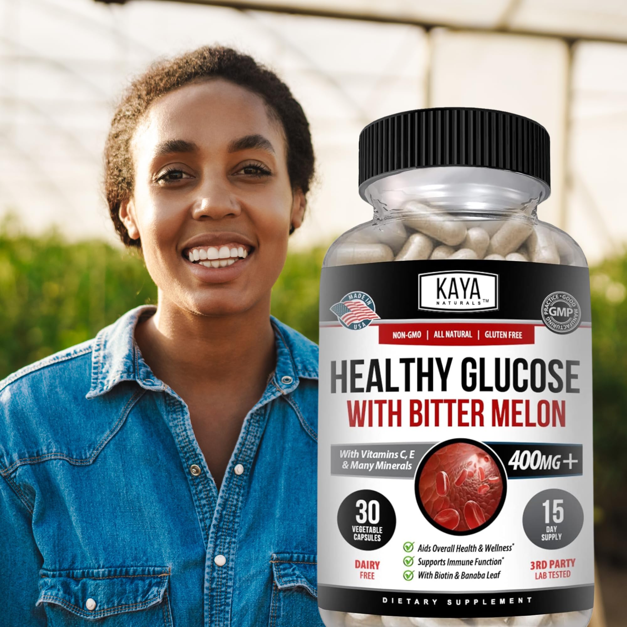 Kaya Naturals Healthy Gluco with Bittermelon Supplement | Support Healthy Levels and Function, 20 Herbs Vitamins and Minerals, Alpha Lipoic Acide, Cinnamon, Vitamin C & E, Non-GMO (30 Count) Kaya Naturals uk supplements