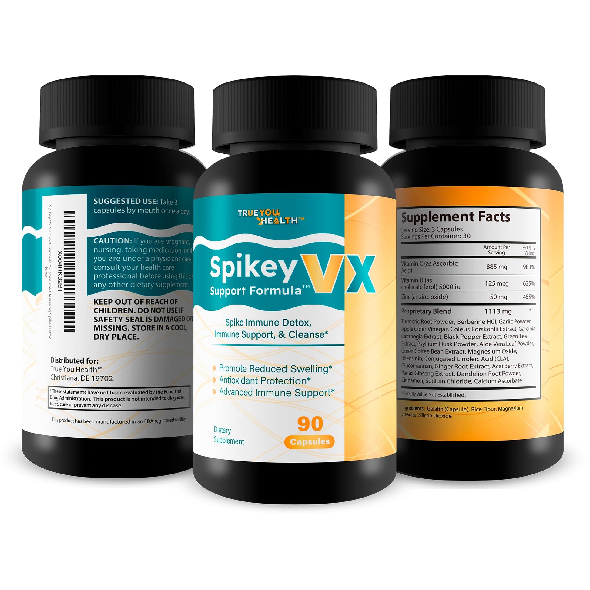 True You Health Spikey VX Support Formula - Our Best Spike Support Formula for Immune System Detox - Daily Zinc Immunity Capsules Vitamin C Immune Boost - Feel The Wellness Spike Detox The Wellness True You Health uk supplements