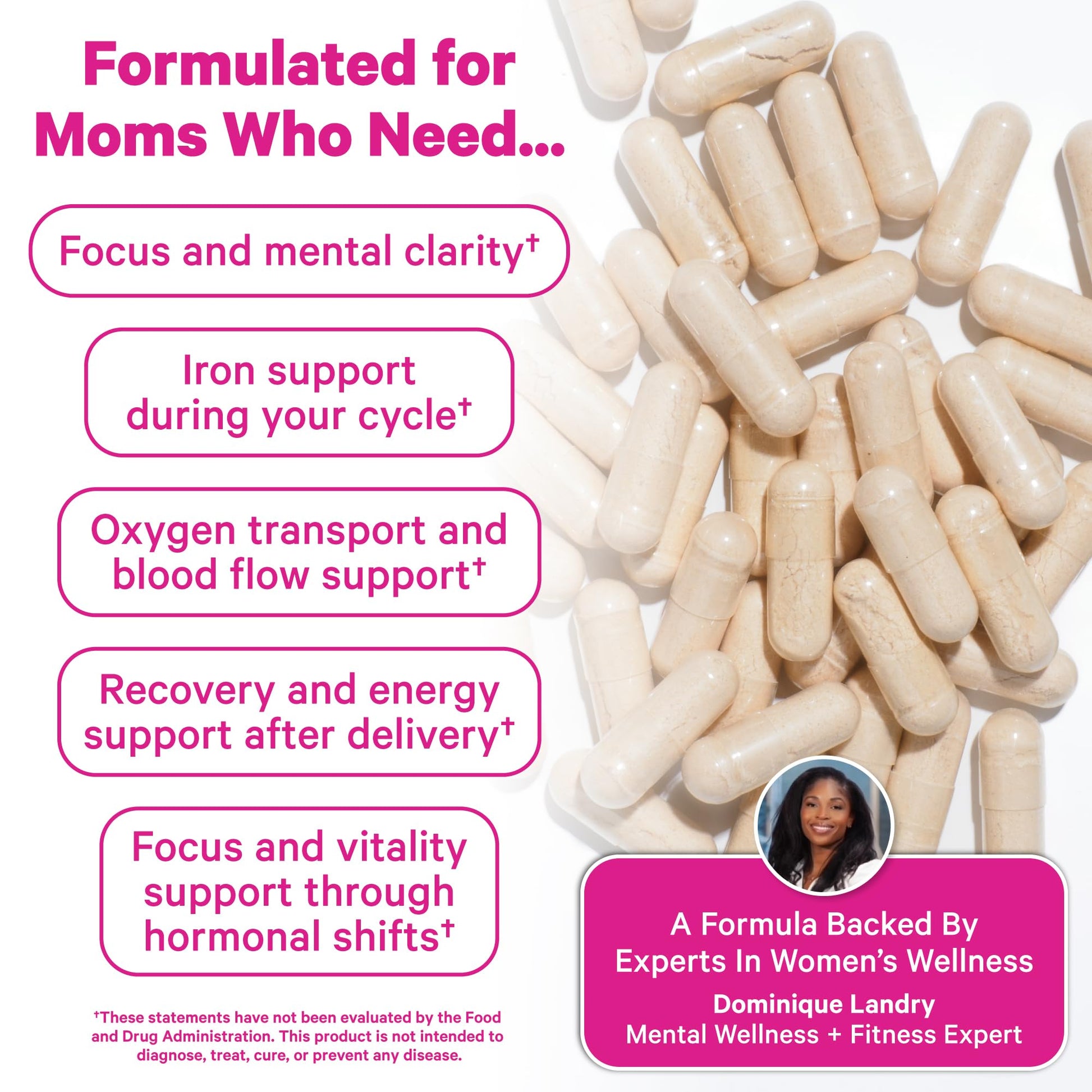 Pink Stork Iron for Women – 18 mg Non-Constipating Iron Bisglycinate + Vitamin C for Optimal Absorption – Energy, Focus, & Oxygen Supply – PMS, Pregnancy, Postpartum & Perimenopause - 60 Capsules Pink Stork uk supplements