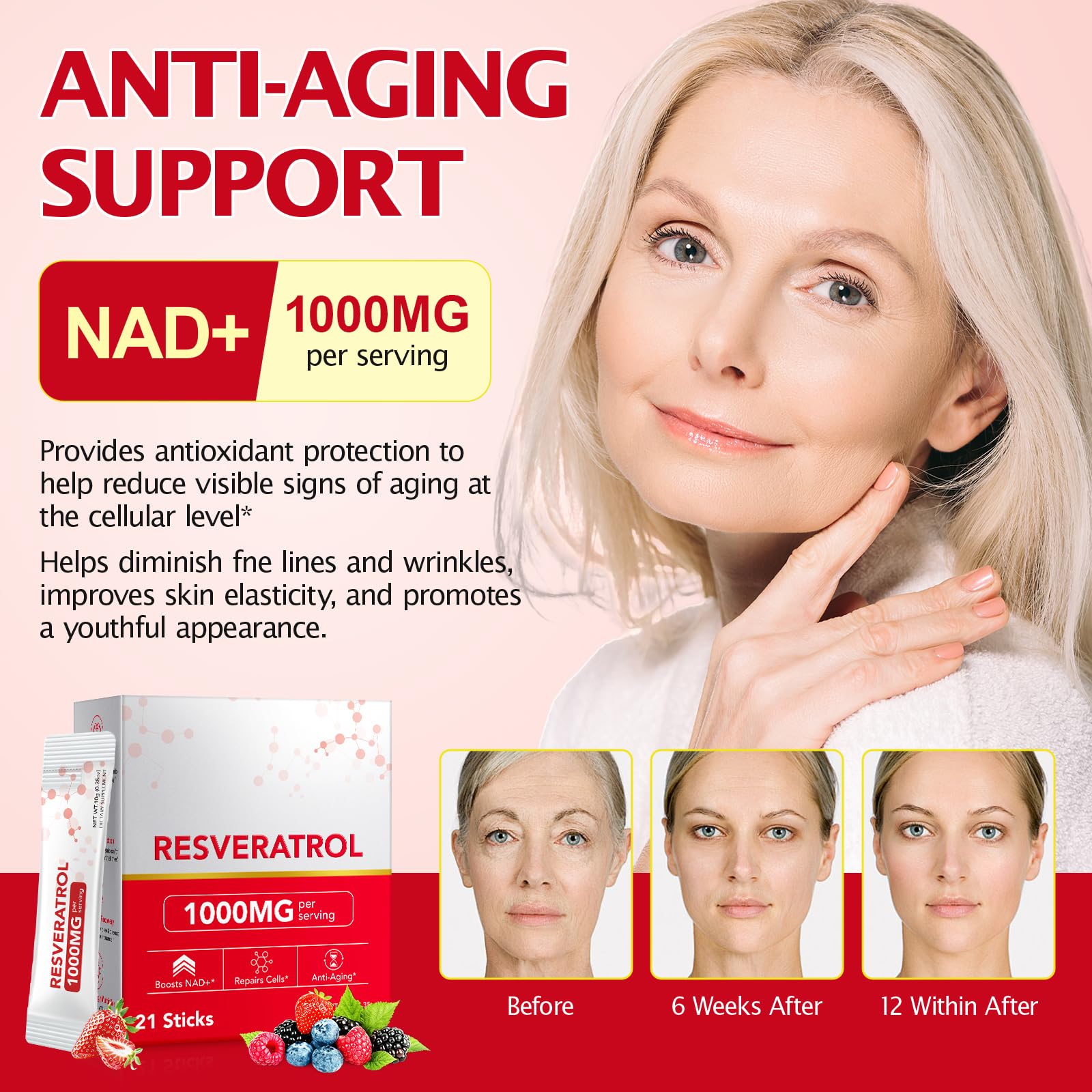 KITNOBLIS NAD+ Supplement for Women 1000mg - High Potency Cellular Energy Booster with PQQ, Resveratrol - Health, Anti-Aging Support （21pcs） KITNOBLIS uk supplements