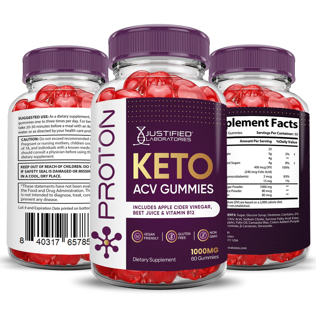 (3 Pack) Proton Protein Keto ACV Gummies Advanced Formula 1000MG Proton Keto Justified Laboratories uk supplements