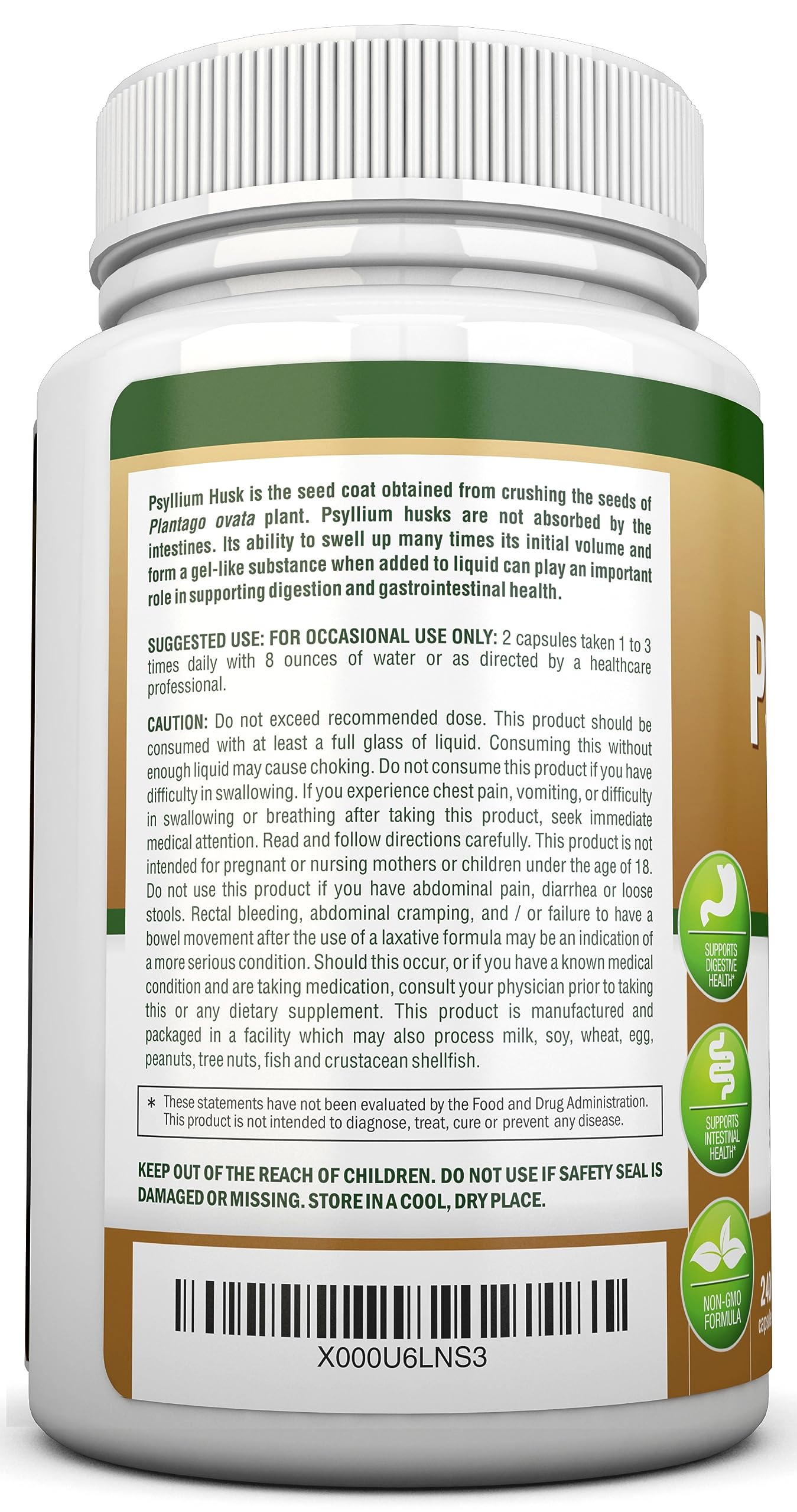 NutriONN PSYLLIUM Husk Capsules - 1450mg Per Serving - 240 Capsules - Double Strength NutriONN uk supplements