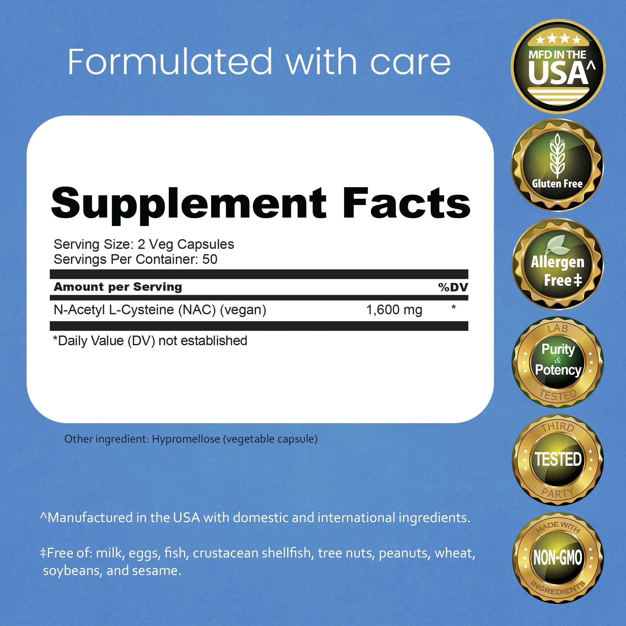 NaturaLife Labs N-Acetyl-L-Cysteine (NAC) 1600 mg – 100 Capsules - Vegan, Non-GMO & Gluten-Free NaturaLife Labs uk supplements