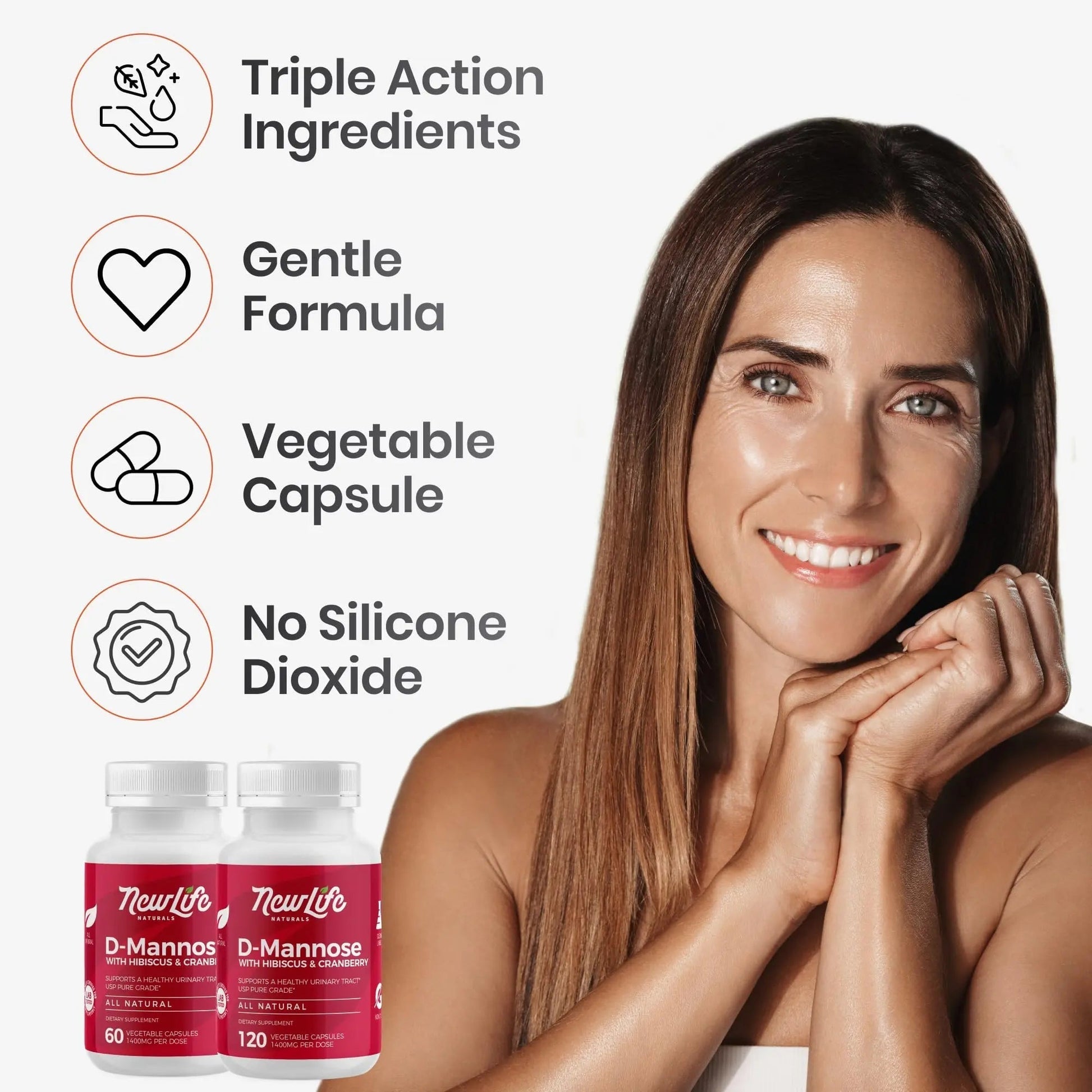 NewLife Naturals D-Mannose Capsules | w/Cranberry and Hibiscus Extracts | Natural Urinary Tract Health Supplement | 1400mg Pure Veggie Powder | 60 Veggie Capsules NewLife Naturals uk supplements