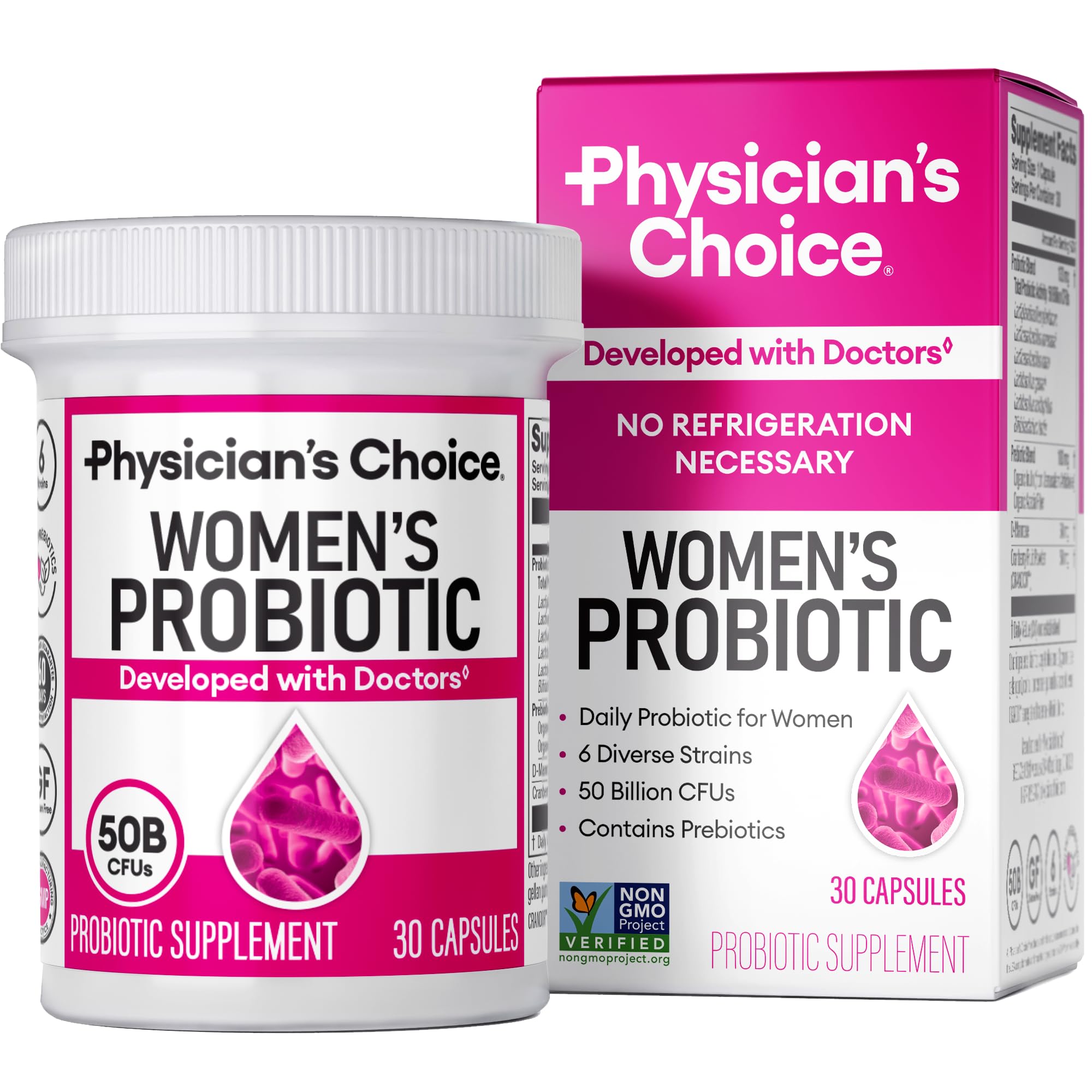 Physician's CHOICE Probiotics for Women - PH Balance, Digestive, UT, & Feminine Health - 50 Billion CFU - 6 Unique Strains for Her - Organic Prebiotics, Cranberry Extract+ - Women Probiotic - 30 CT Physician's CHOICE uk supplements