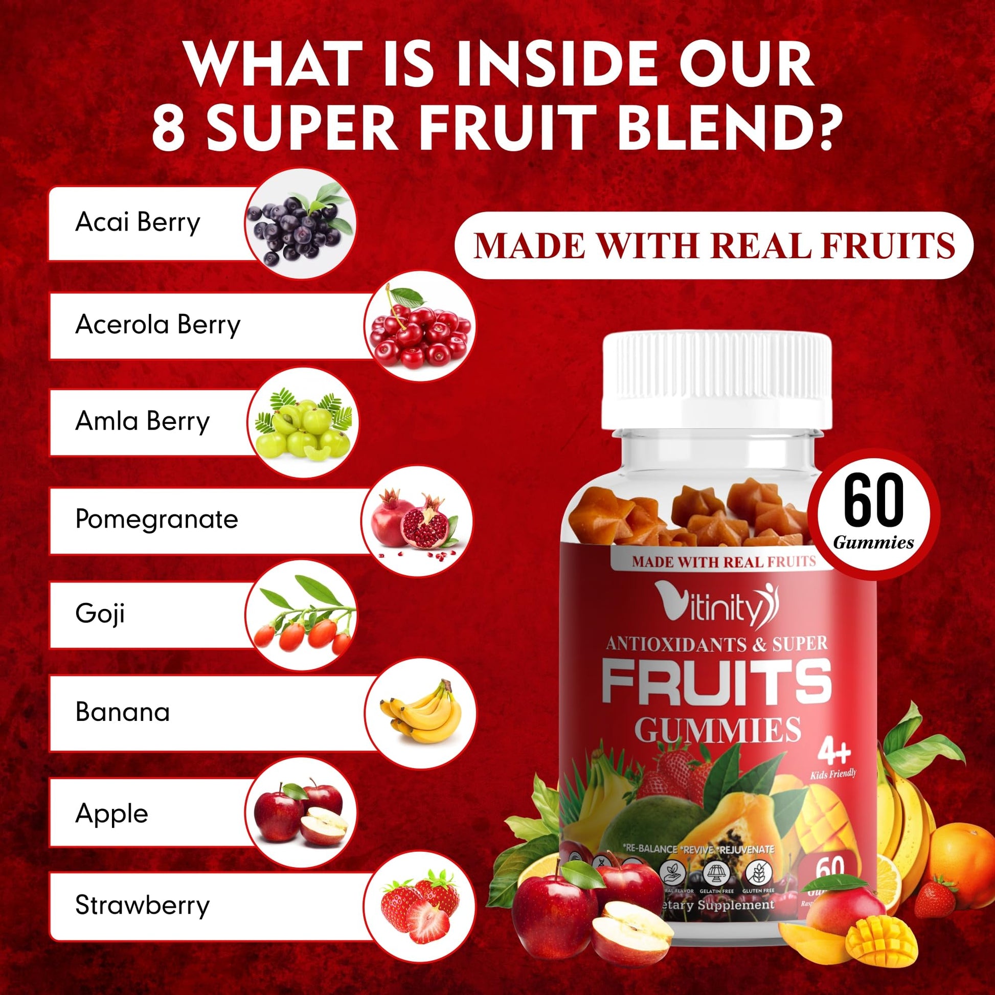 VITINITY Made with Real Super Fruits Delicious Gummy Supplement,Men,Women & Kids VITINITY uk supplements
