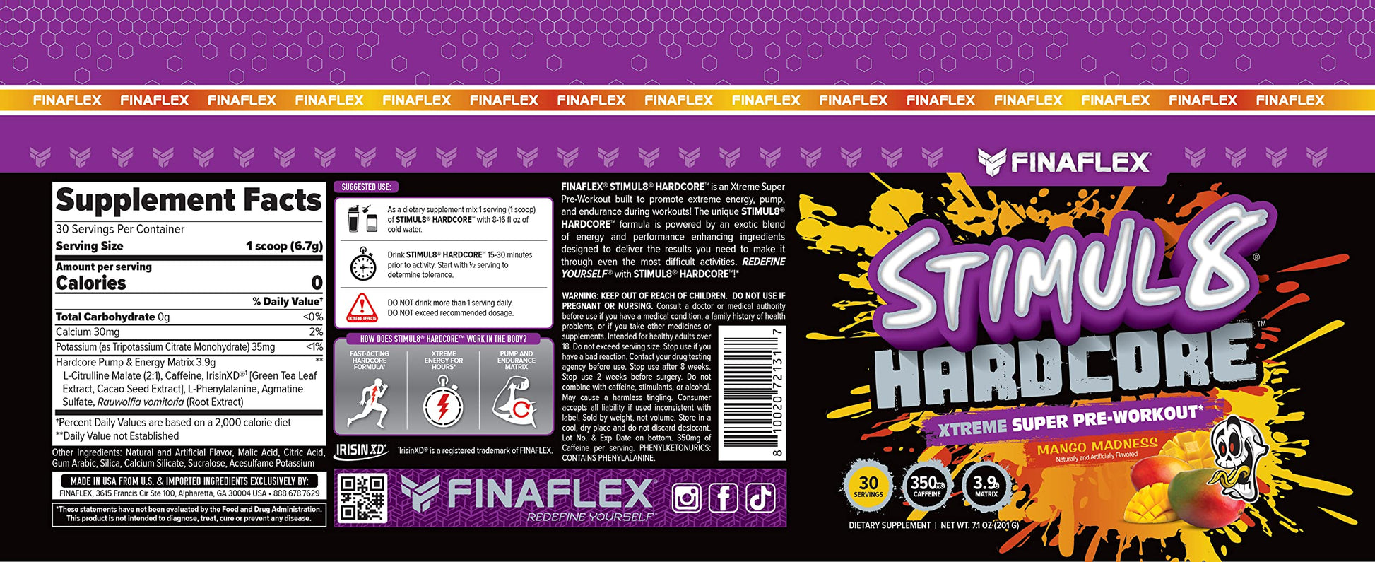 FINAFLEX STIMUL8 Hardcore, Mango Madness - Extreme Energy, Strength & Endurance FINAFLEX uk supplements