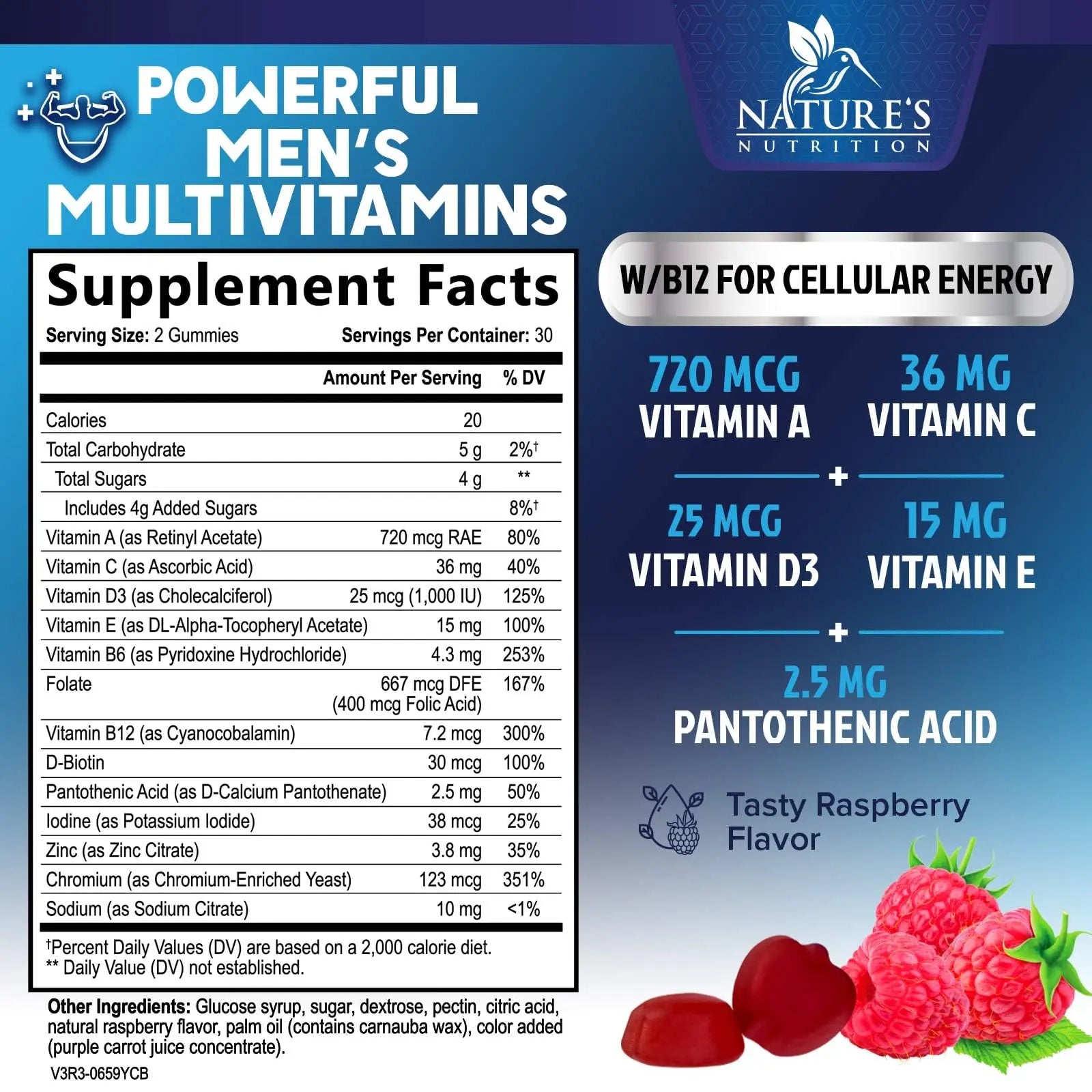 Multivitamin for Men - Complete Daily Mens Multivitamin Gummies with Vitamin D, B Vitamins, Zinc & More - Energy, Memory, Focus & Immune Health Support Nature's Nutrition uk supplements