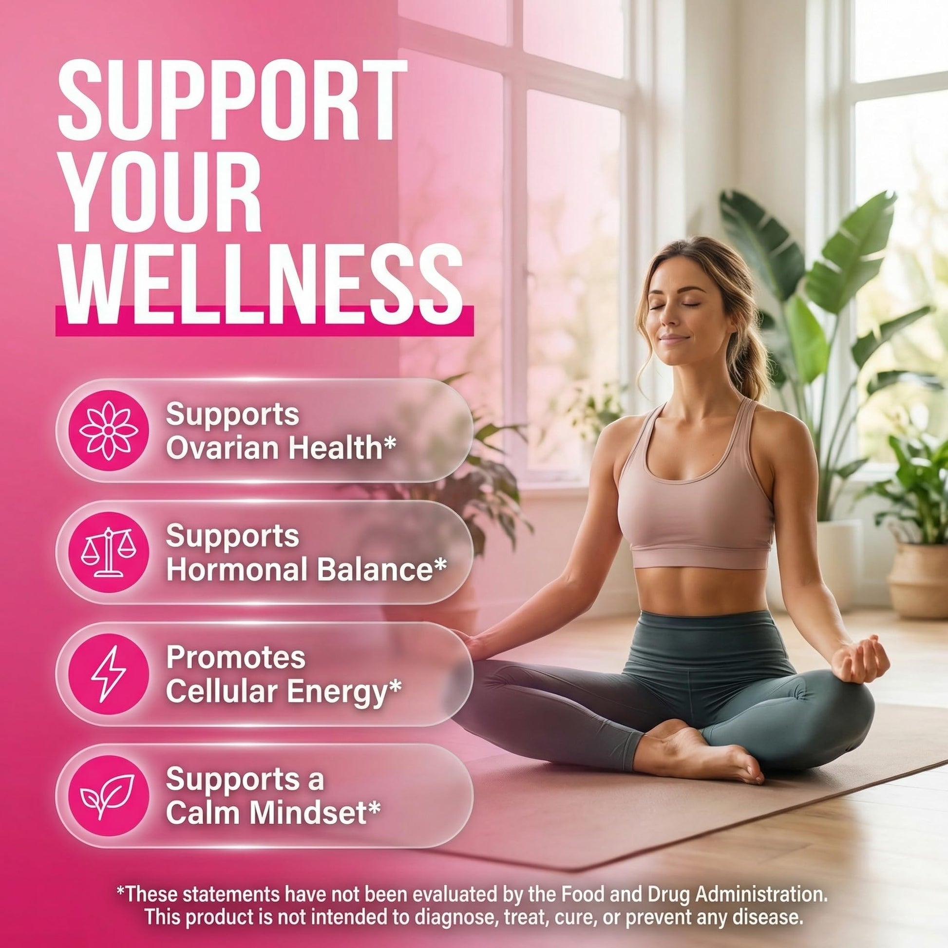 OVA Bloom Ovarian Support Gummies Myo Inositol D-Chiro Inositol Choline Flax Biotin Riboflavin Thiamin Niacin Ashwagandha DIM Maca Root Vitamin C D3 B12 Zinc 60 Count By Clean Nutra Clean Nutraceuticals uk supplements