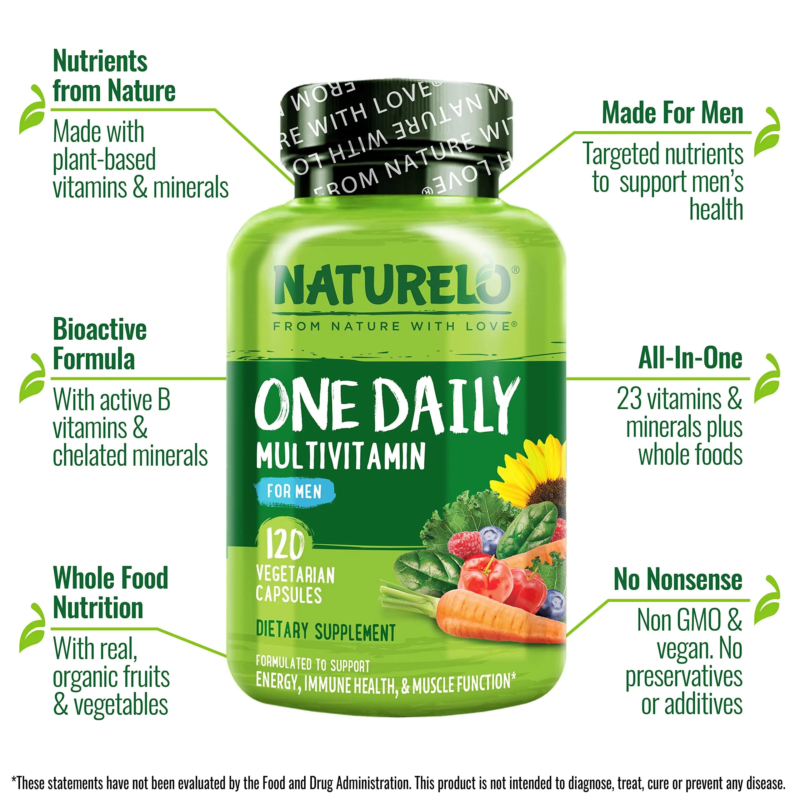 NATURELO One Daily Multivitamin for Men, 120 Vegetarian Capsules One Daily Multivitamin for Women NATURELO uk supplements