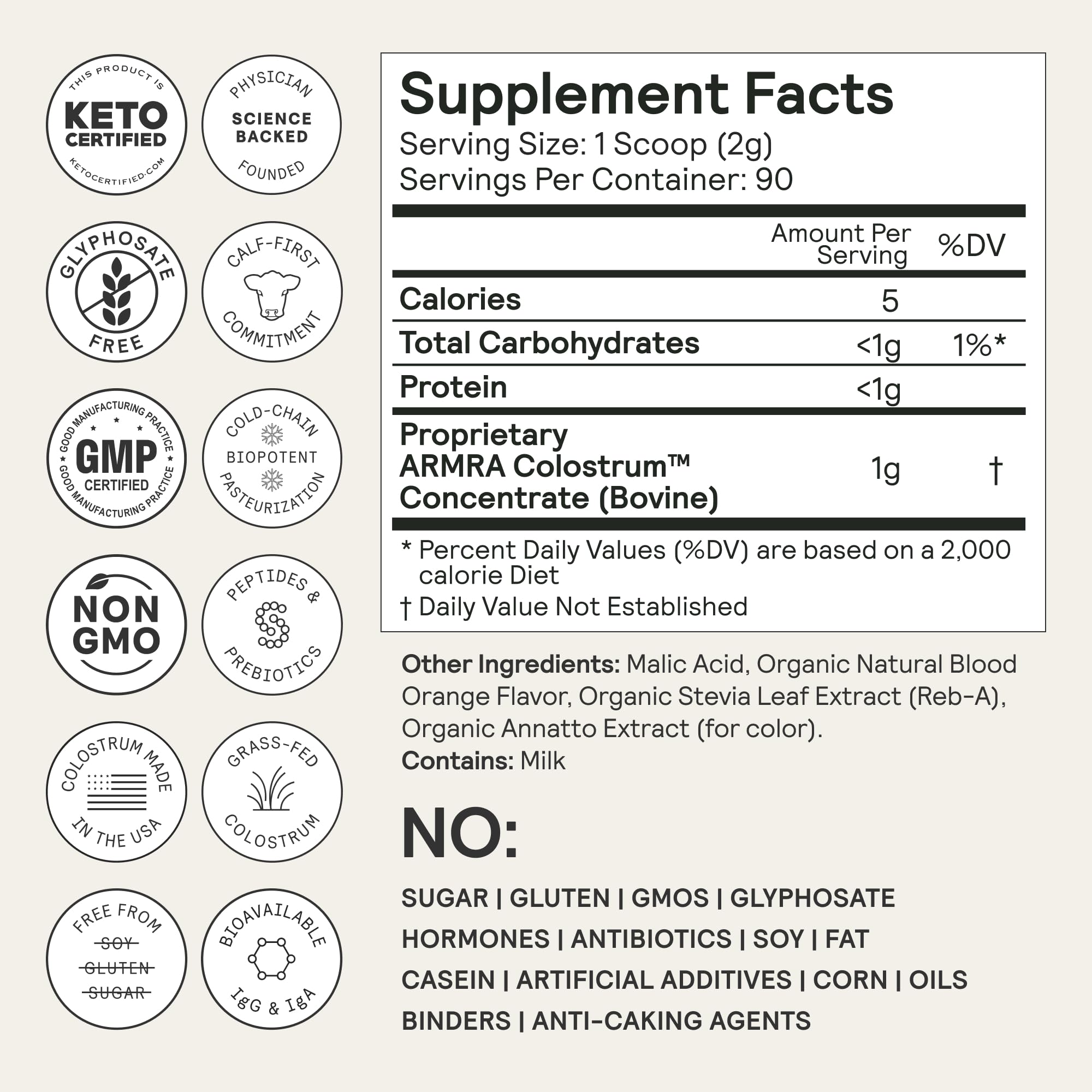 ARMRA Colostrum Powder | Blood Orange | Gut Health & Bloating | Skin & Hair | Immunity | Keto, Gluten & Fat-Free | 90 Servings ARMRA uk supplements