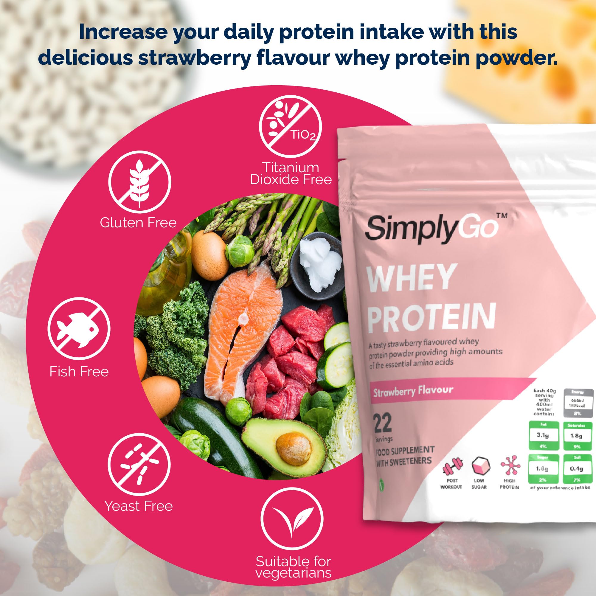 SimplyGo Whey Protein Powder | 900g | Simply Add 30g to Water, Juice or Shakes Simply Supplements uk supplements
