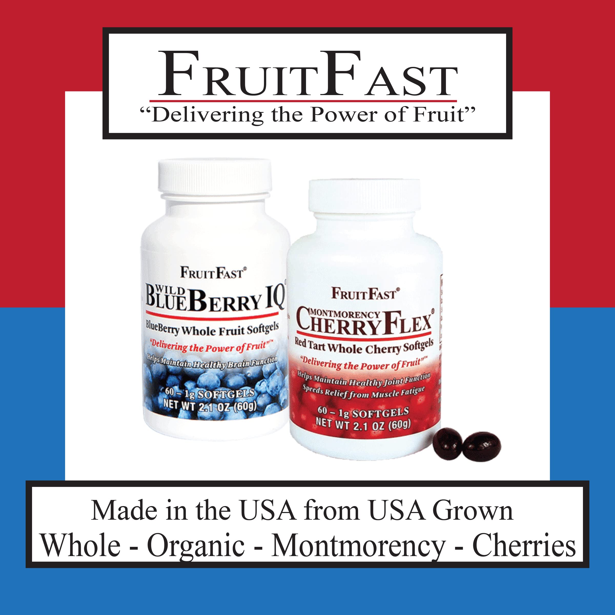 FruitFast CherryFlex 100% Red Tart Organic Cherry Concentrate Supplement - Chewable Softgel - 60 Count - Non-GMO and Gluten Free - Promotes Healthy Joint Function* FruitFast uk supplements