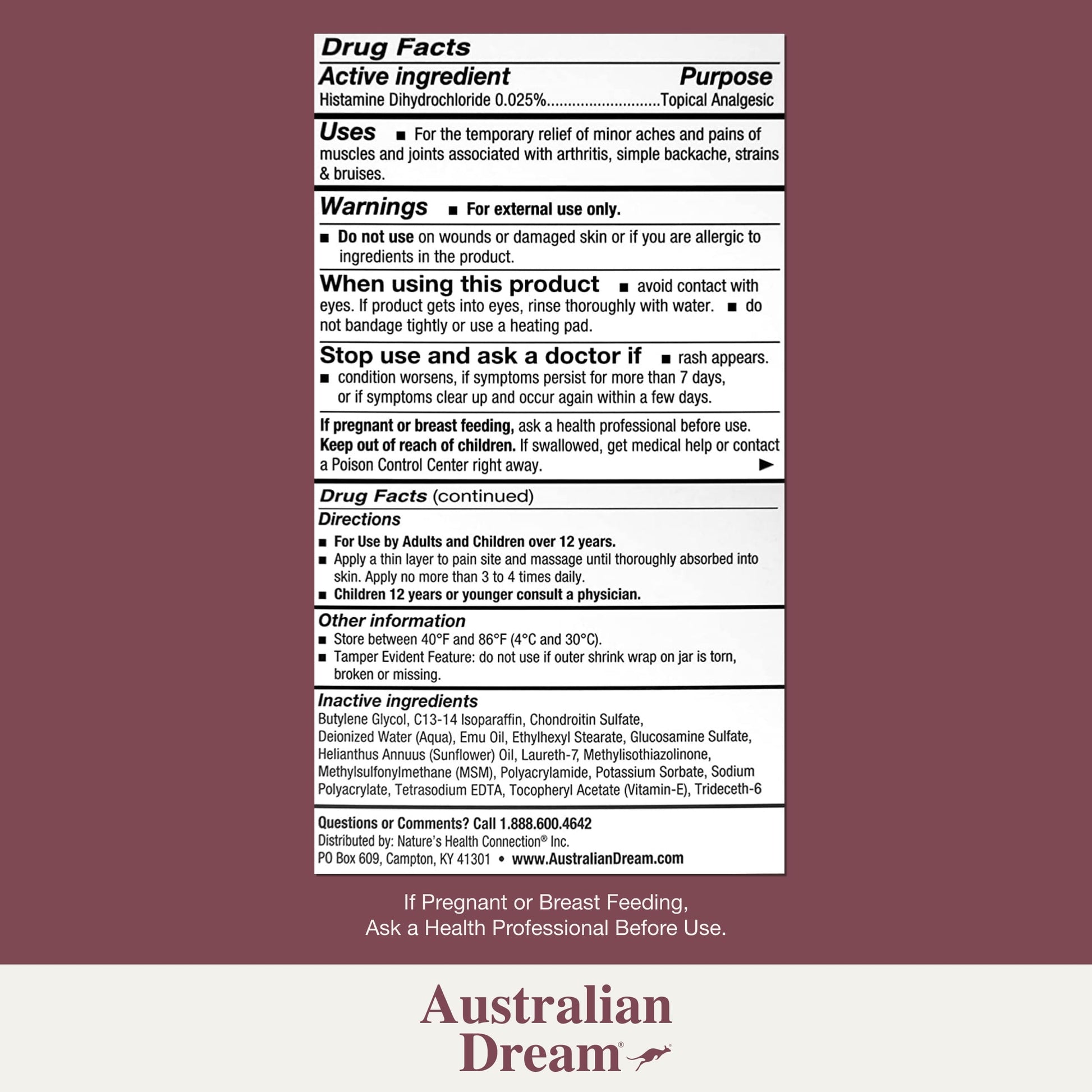 Australian Dream Arthritis Pain Relief Cream - Soothing & Non-Greasy - Powerful Topical Arthritis Pain Relief - Good for Muscle Aches or Joints - 4 oz Jar Australian Dream uk supplements