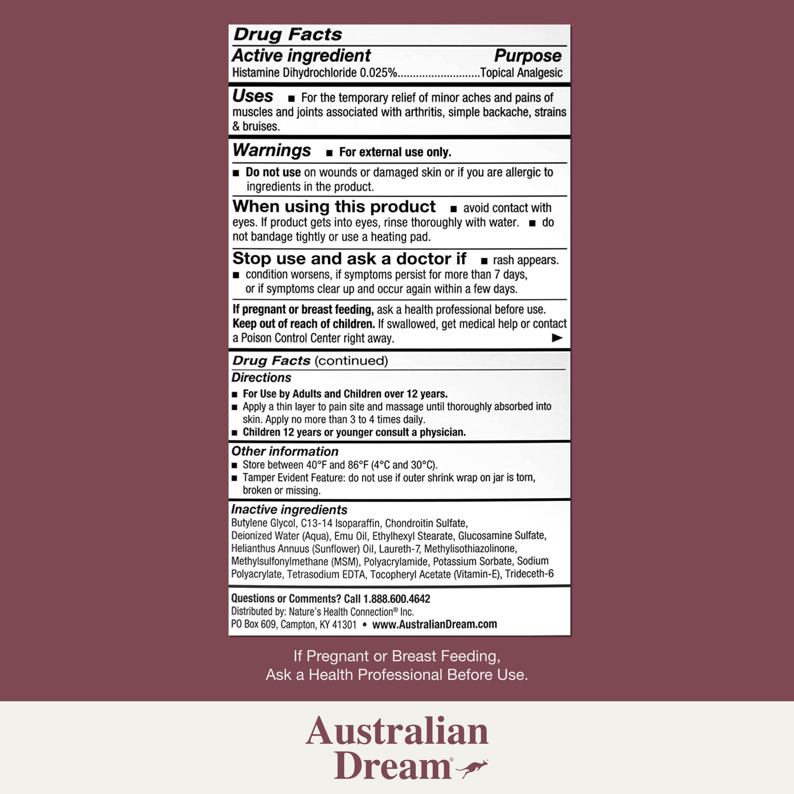 Australian Dream Arthritis Pain Relief Cream - Soothing & Non-Greasy - Powerful Topical Arthritis Pain Relief - Good for Muscle Aches or Joints - 4 oz Jar Australian Dream uk supplements