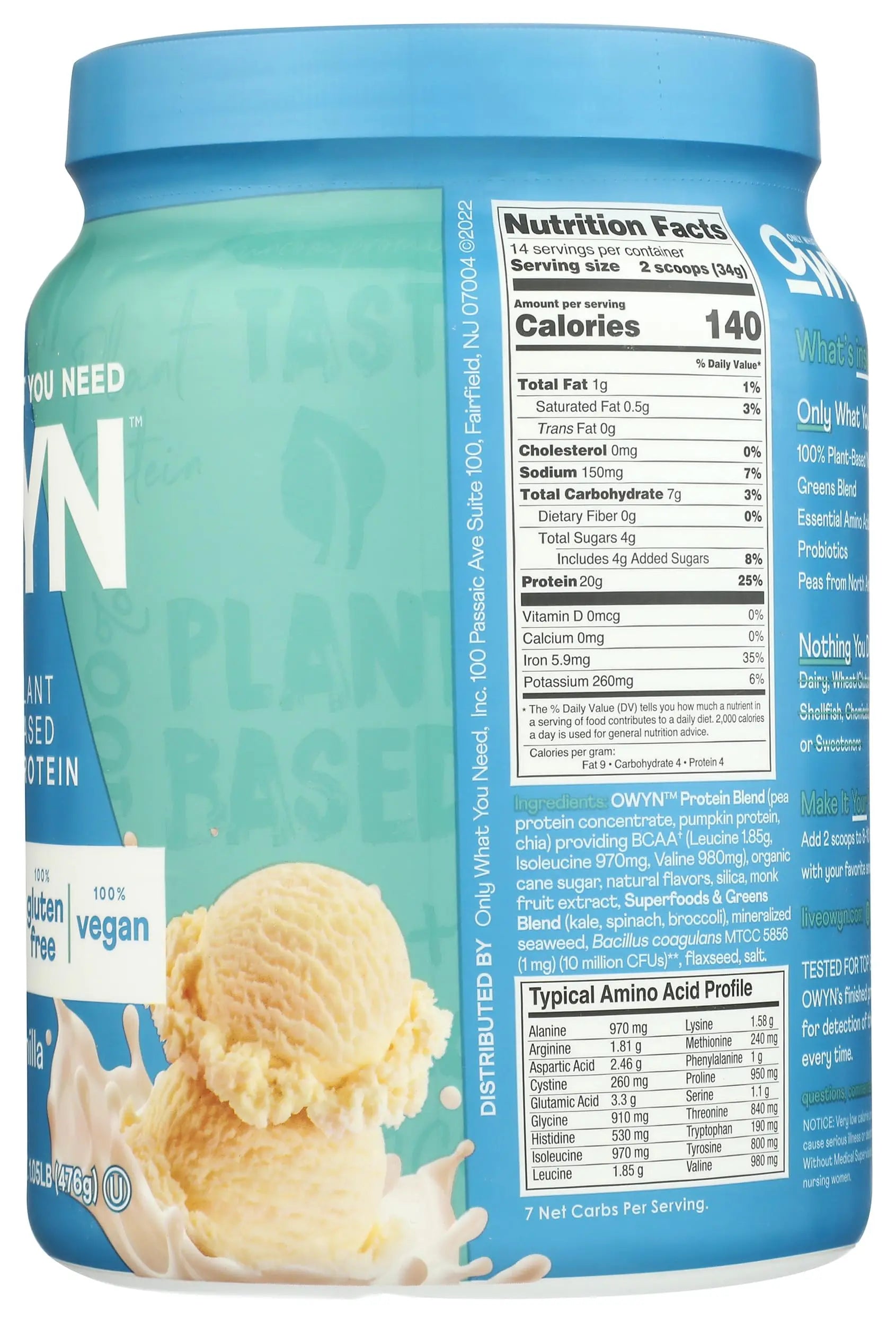 OWYN Only What You Need Plant-Based Protein Powder, Smooth Vanilla, 1.05 lbs OWYN Only What You Need uk supplements