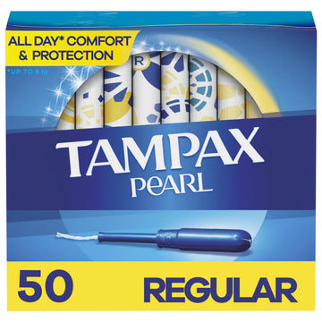 Tampax Pearl Tampons Regular Absorbency, With Leakguard Braid, Unscented, 50 Count Tampax uk supplements
