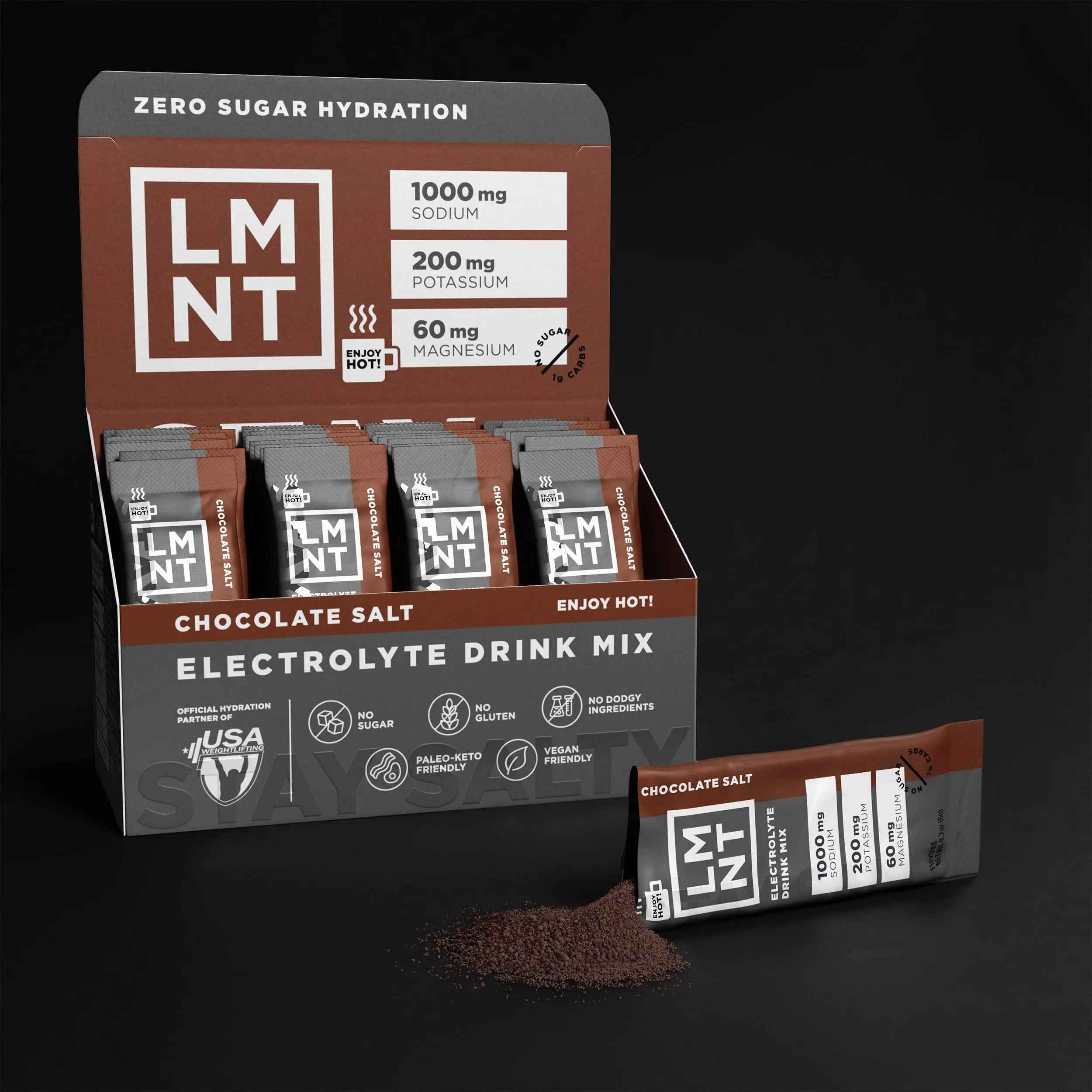 LMNT Zero Sugar Hot Chocolate or Coffee Mixer - Chocolate Salt | Drink Mix | 30-Count Drink LMNT uk supplements