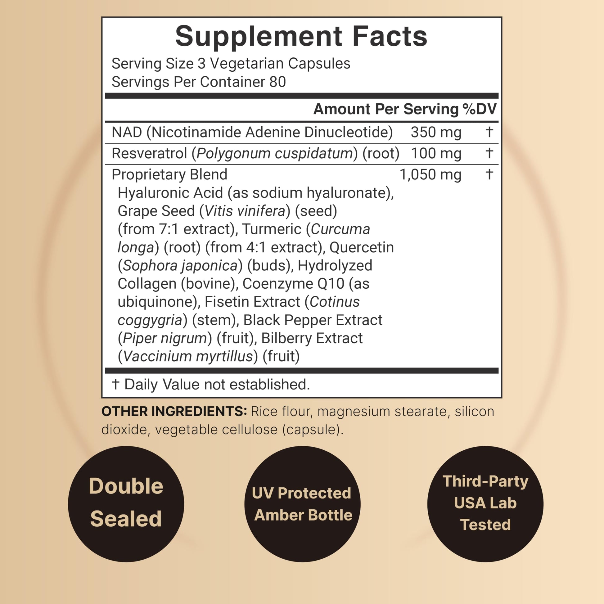 NatureBell NAD+ Complex 1,500mg Per Serving, 240 Veggie Capsules | NMN Supplement Alternative | NAD Plus Resveratrol, Hyaluronic Acid, Quercetin, Fisetin, Collagen, & More – Non-GMO NatureBell uk supplements