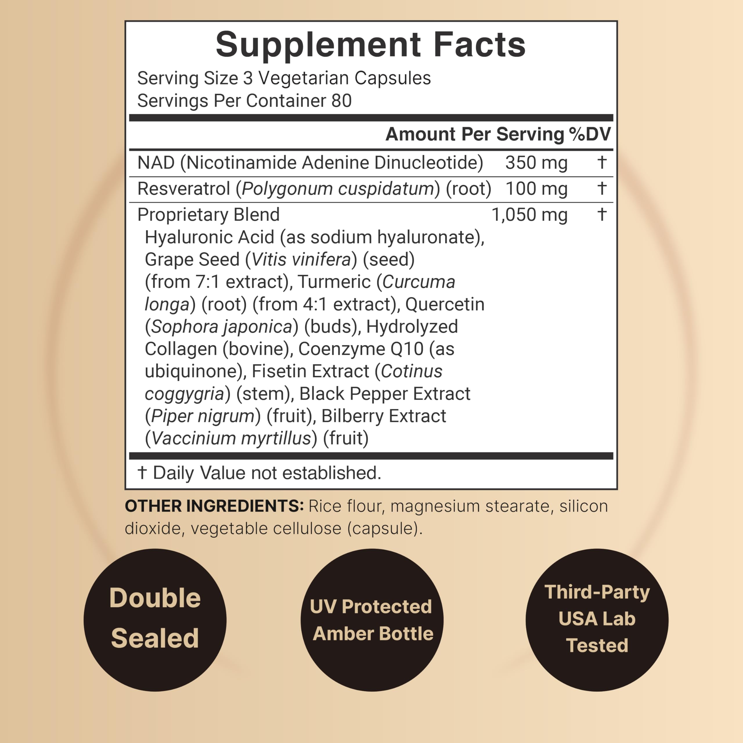 NatureBell NAD+ Complex 1,500mg Per Serving, 240 Veggie Capsules | NMN Supplement Alternative | NAD Plus Resveratrol, Hyaluronic Acid, Quercetin, Fisetin, Collagen, & More – Non-GMO NatureBell uk supplements