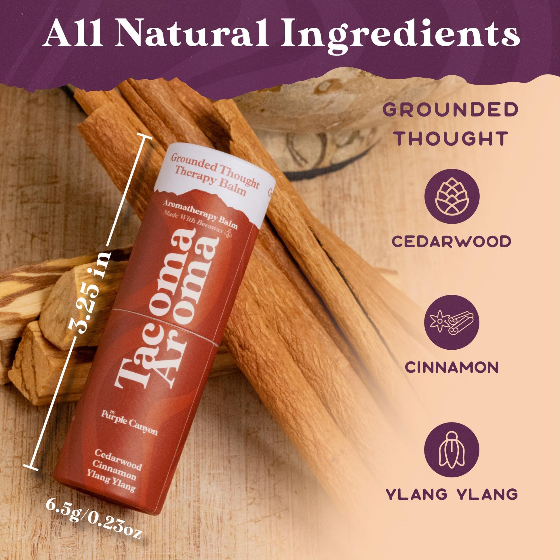 Essential Oils Balm Stick | Grounded Thought Aromatherapy Balm | All Natural Body Balm PURPLE CANYON uk supplements