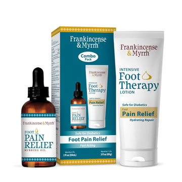FRANKINCENSE & MYRRH Foot Pain Combo Pack: Foot Pain Relief Rubbing Oil (2 oz) and Intensive Therapy Lotion for feet (3 oz), Neuropathy, Nerve Relief, Frankincense Essential Oil, Maximum Strength FRANKINCENSE & MYRRH uk supplements