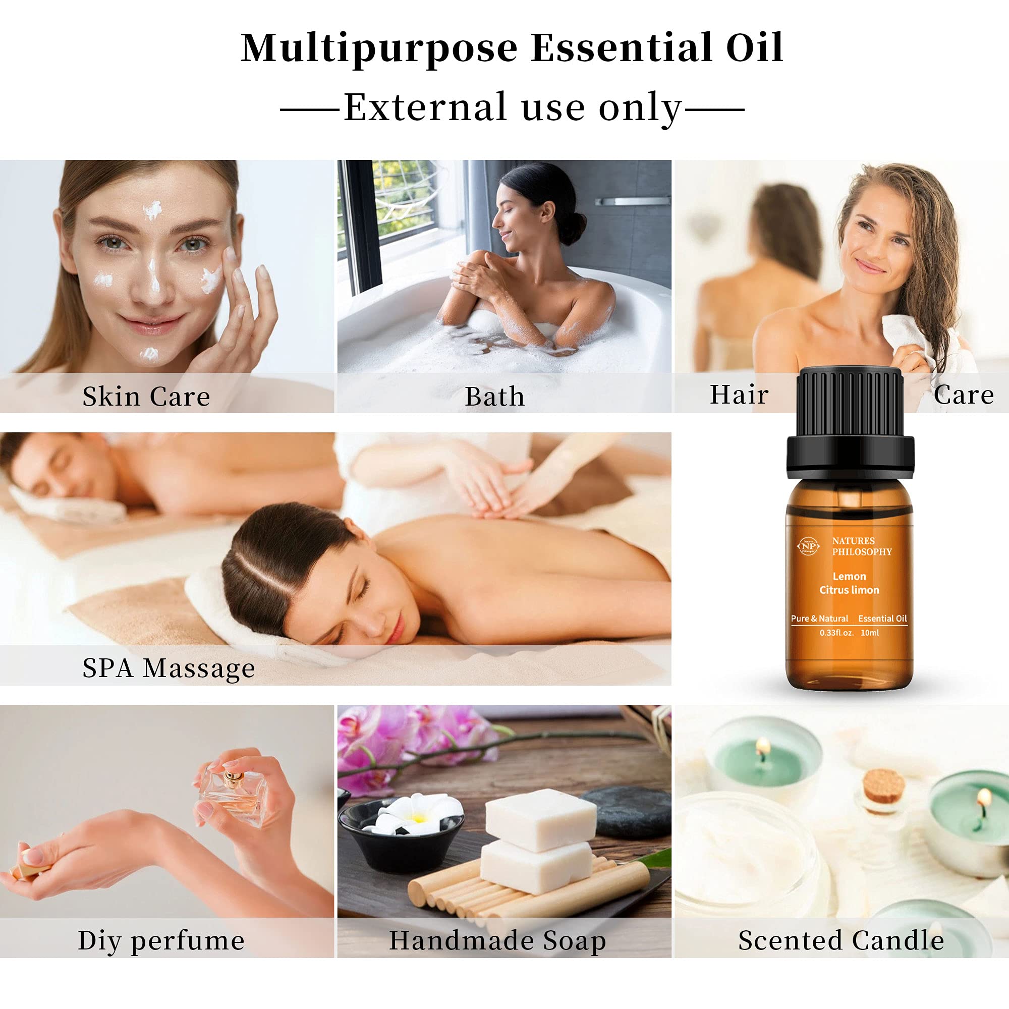 Lemon Essential Oil,100% Pure Organic Essential Oils for Aromatherapy, Diffuser, Massage, Soap Making NP NATURES PHILOSOPHY uk supplements