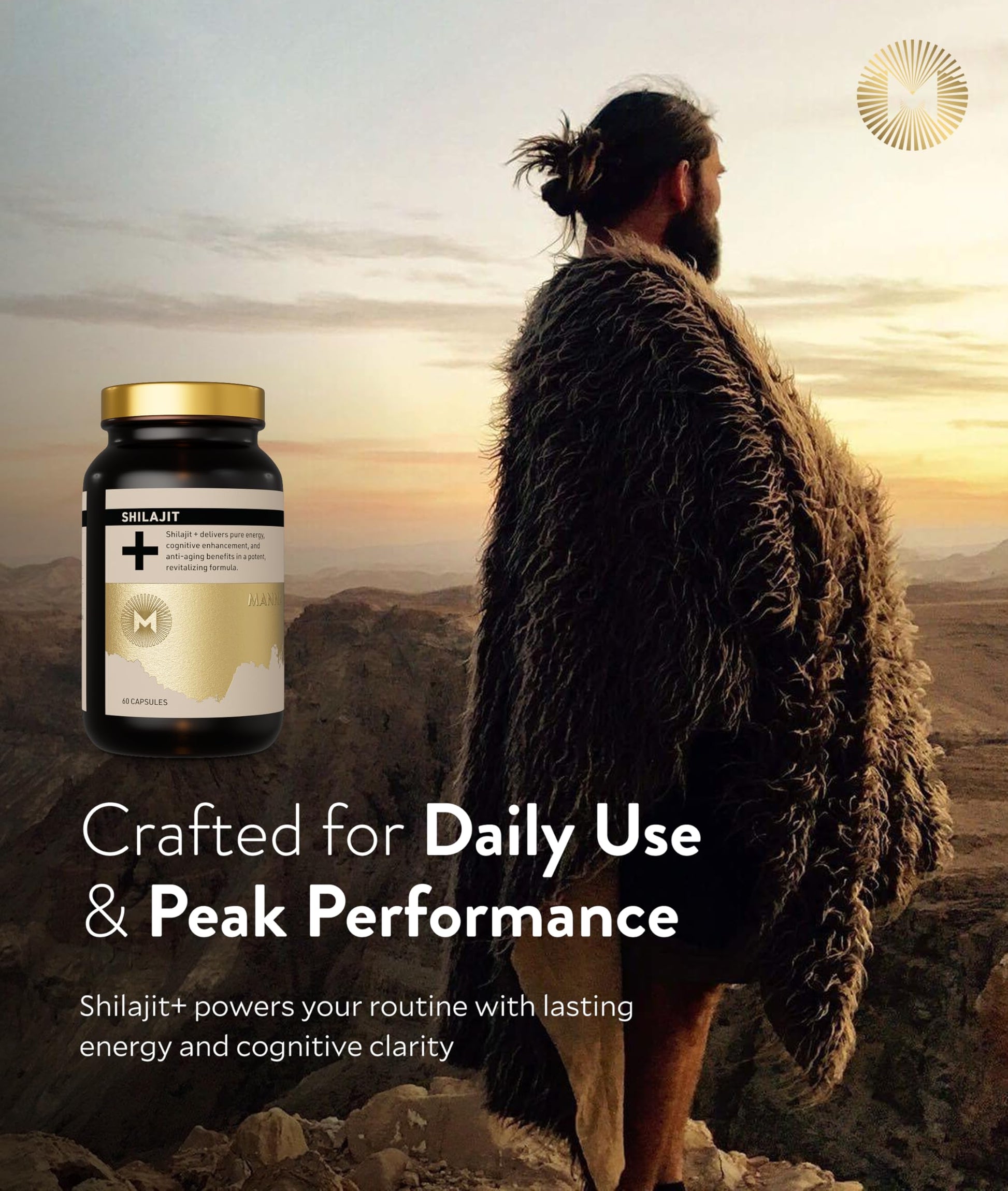 Manna Vitality Shilajit+ Capsules | 1000mg Purified Himalayan Shilajit Resin Supplement | Highest Bioavailability | Energy, Performance, Detox, Vitality, Mental Clarity & Cognitive Support | 60 Count M Manna uk supplements