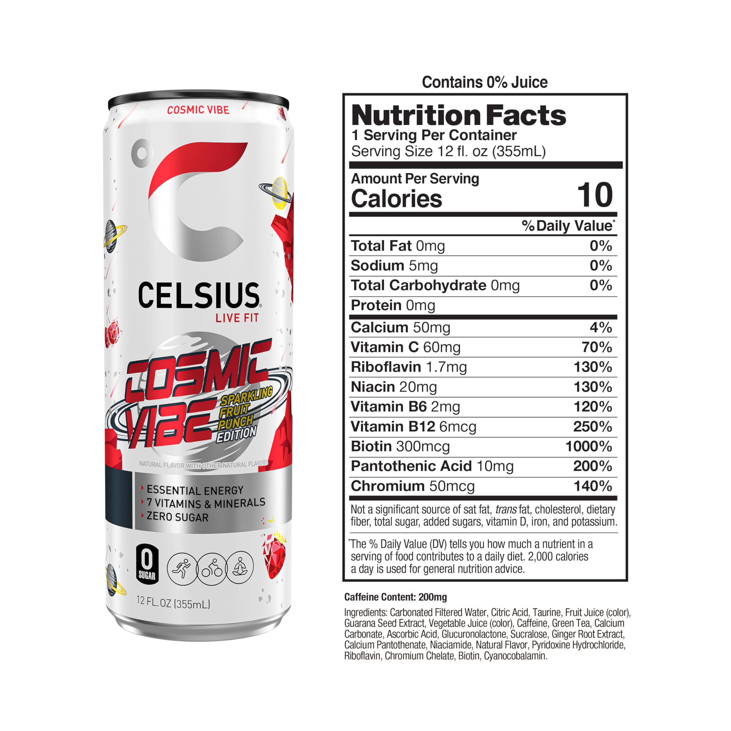 CELSIUS Sparkling Cosmic Vibe, Functional Essential Energy Drink 12 Fl Oz (Pack of 12) CELSIUS uk supplements