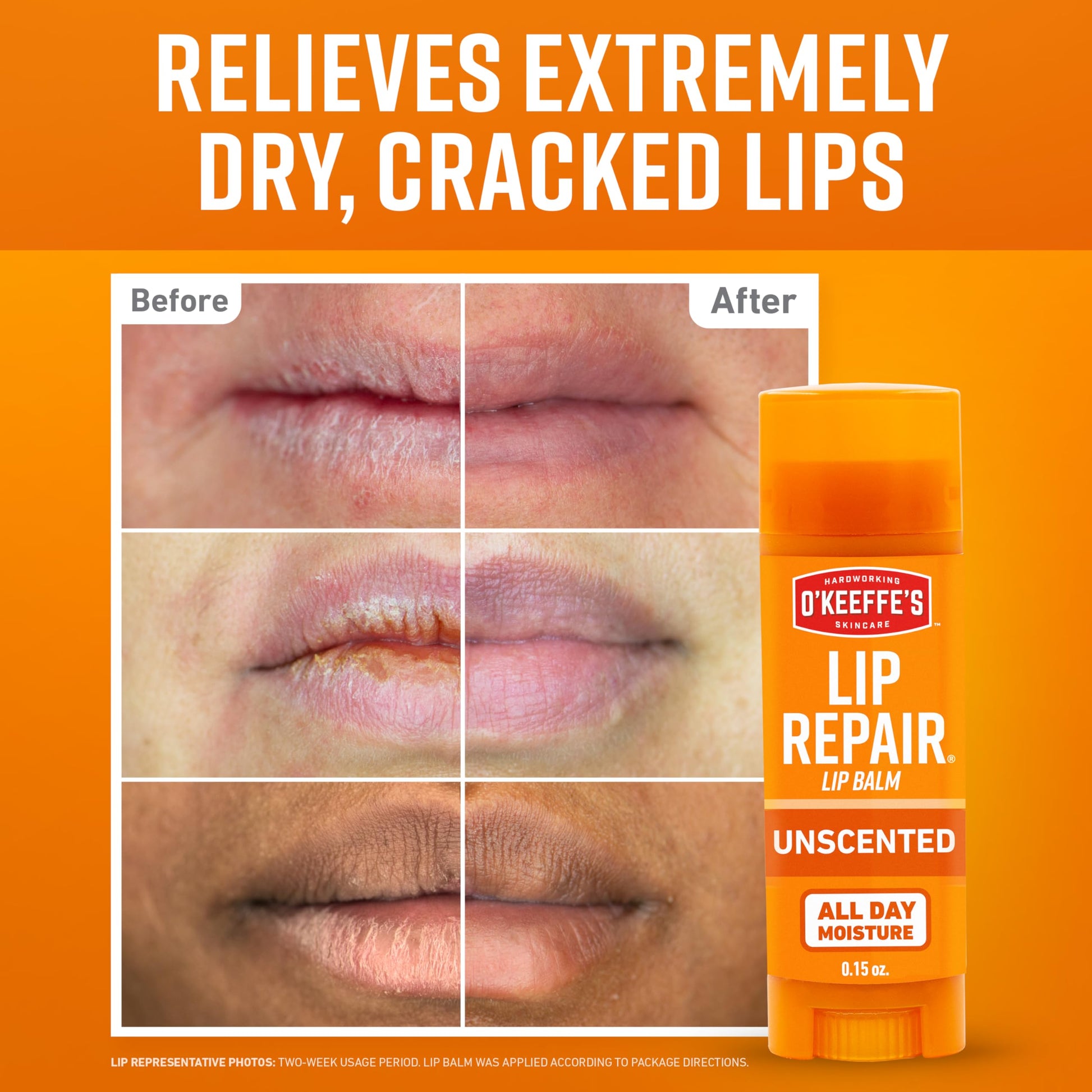 O'Keeffe's Lip Repair Unscented Lip Balm for Dry, Cracked Lips - Stick (3 Pack) - Moisturizer for Very Dry Lips O'Keeffe's uk supplements