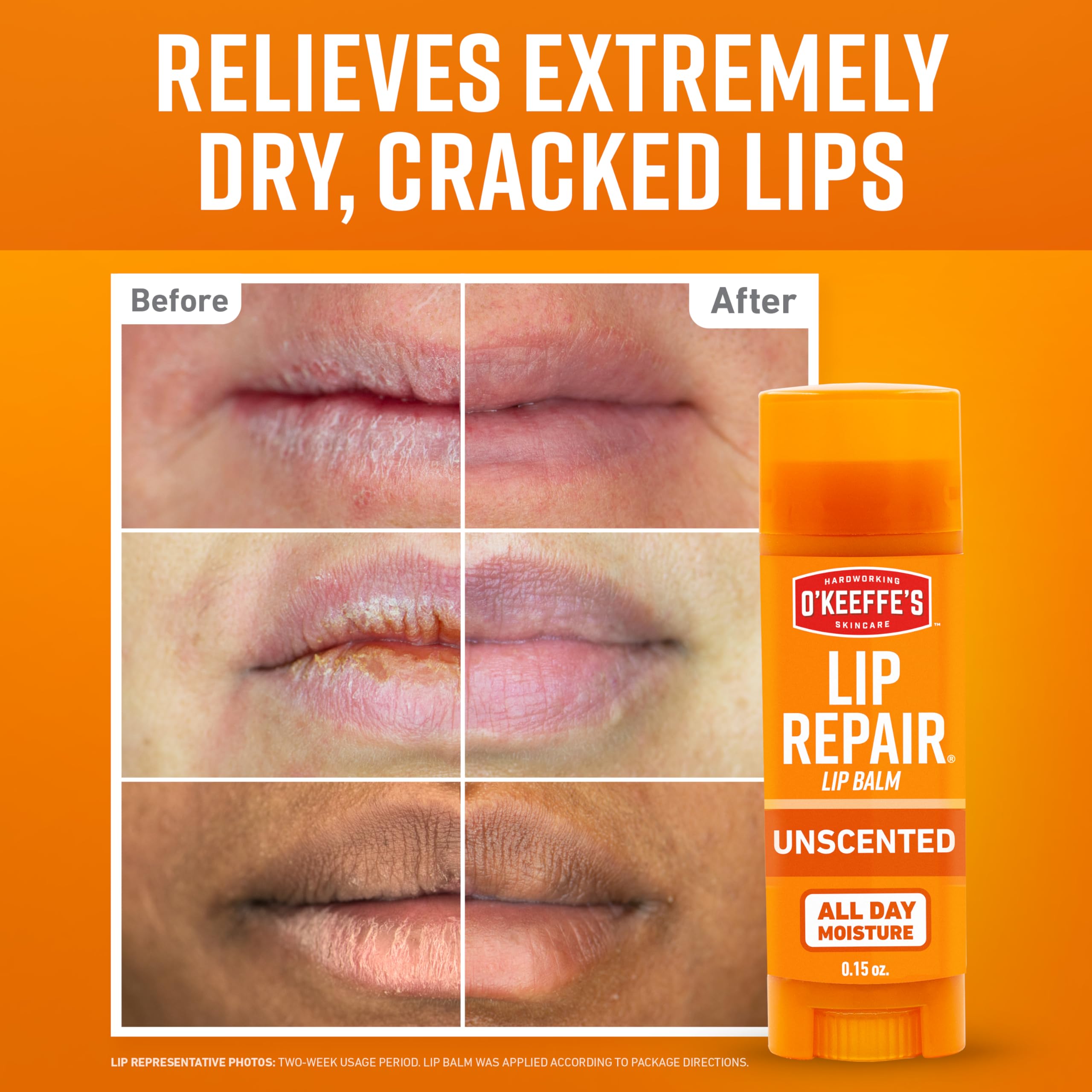 O'Keeffe's Lip Repair Unscented Lip Balm for Dry, Cracked Lips - Stick (3 Pack) - Moisturizer for Very Dry Lips O'Keeffe's uk supplements