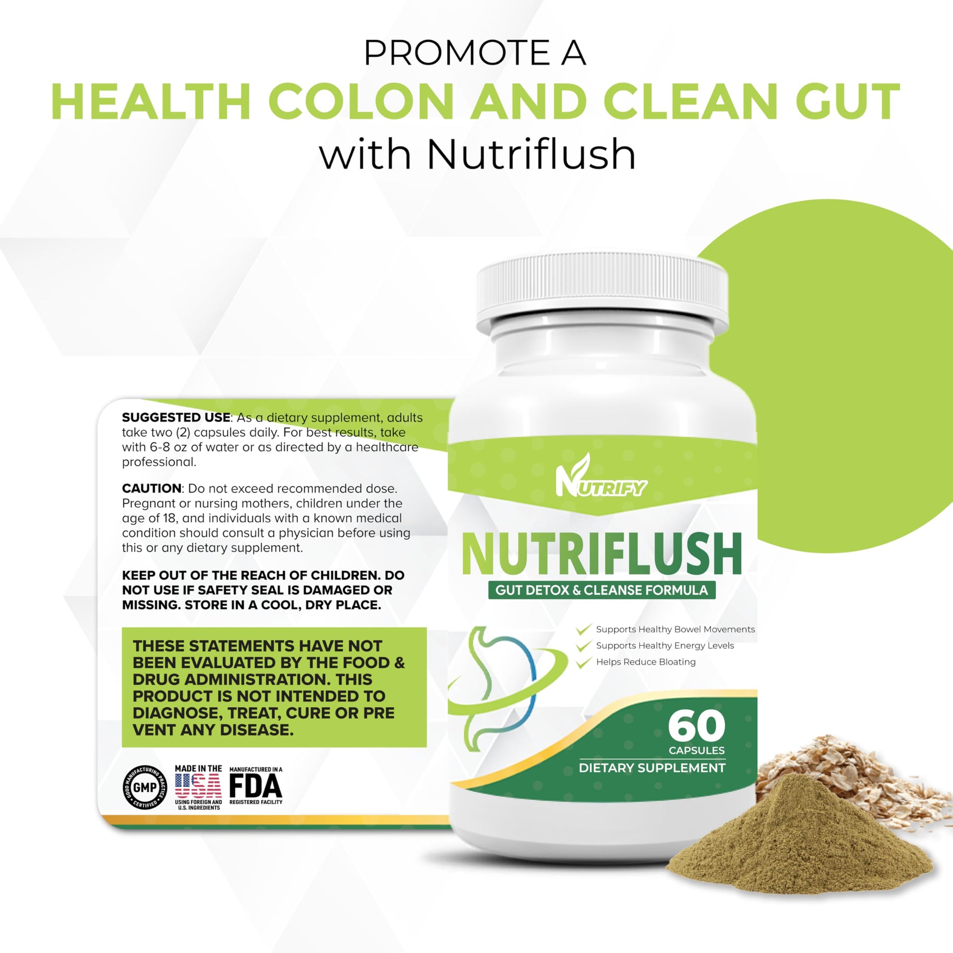 NutriFlush - Powerful Colon Support & Gut Cleanse Formula, High Absorption, GMO Free, Made in USA Generic uk supplements