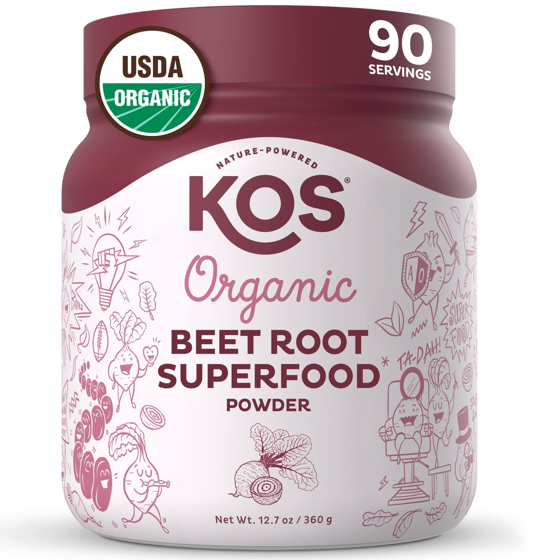 KOS Organic Beet Root Powder - USDA Certified, Nitric Oxide Booster, Non-GMO, Gluten KOS uk supplements