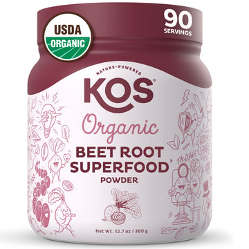 KOS Organic Beet Root Powder - USDA Certified, Nitric Oxide Booster, Non-GMO, Gluten KOS uk supplements