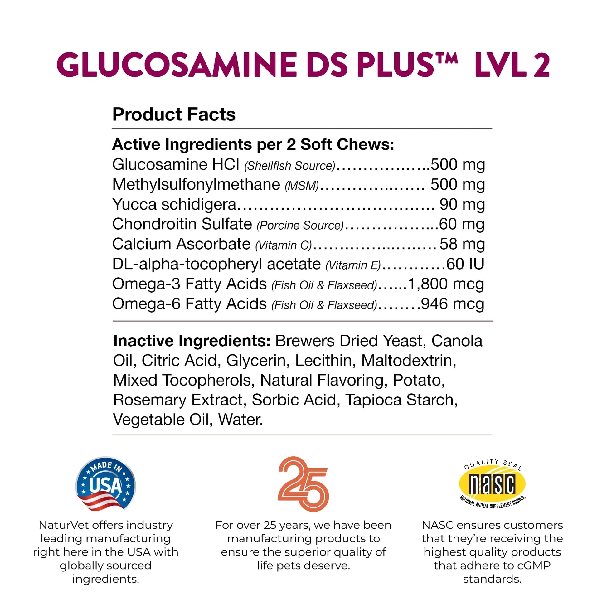 NaturVet – Glucosamine DS Plus - Level 2 Moderate Care – Supports Healthy Hip & Joint Function – Enhanced with Glucosamine, MSM & Chondroitin – for Dogs & Cats–120 Soft Chews NaturVet uk supplements