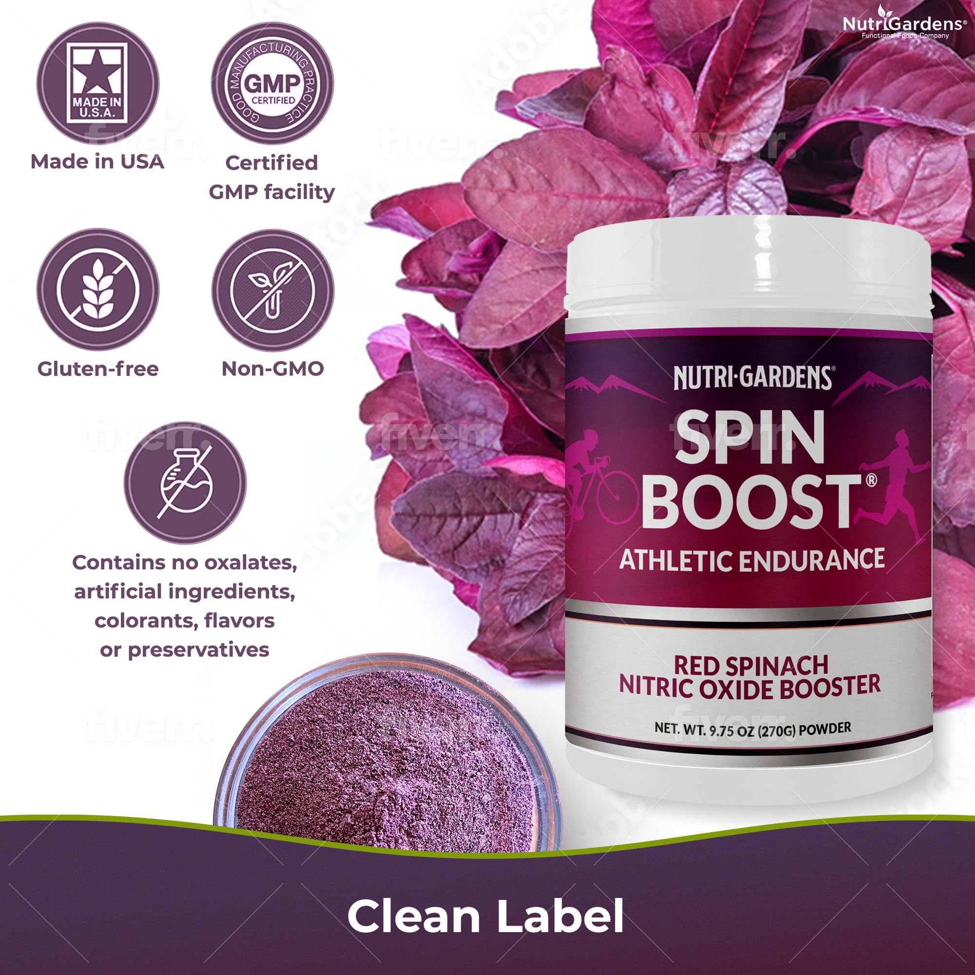 Nutrigardens Spin Boost Nitric Oxide Red Spinach Nitrate Pre-Workout Powder Concentrated Nutrigardens uk supplements