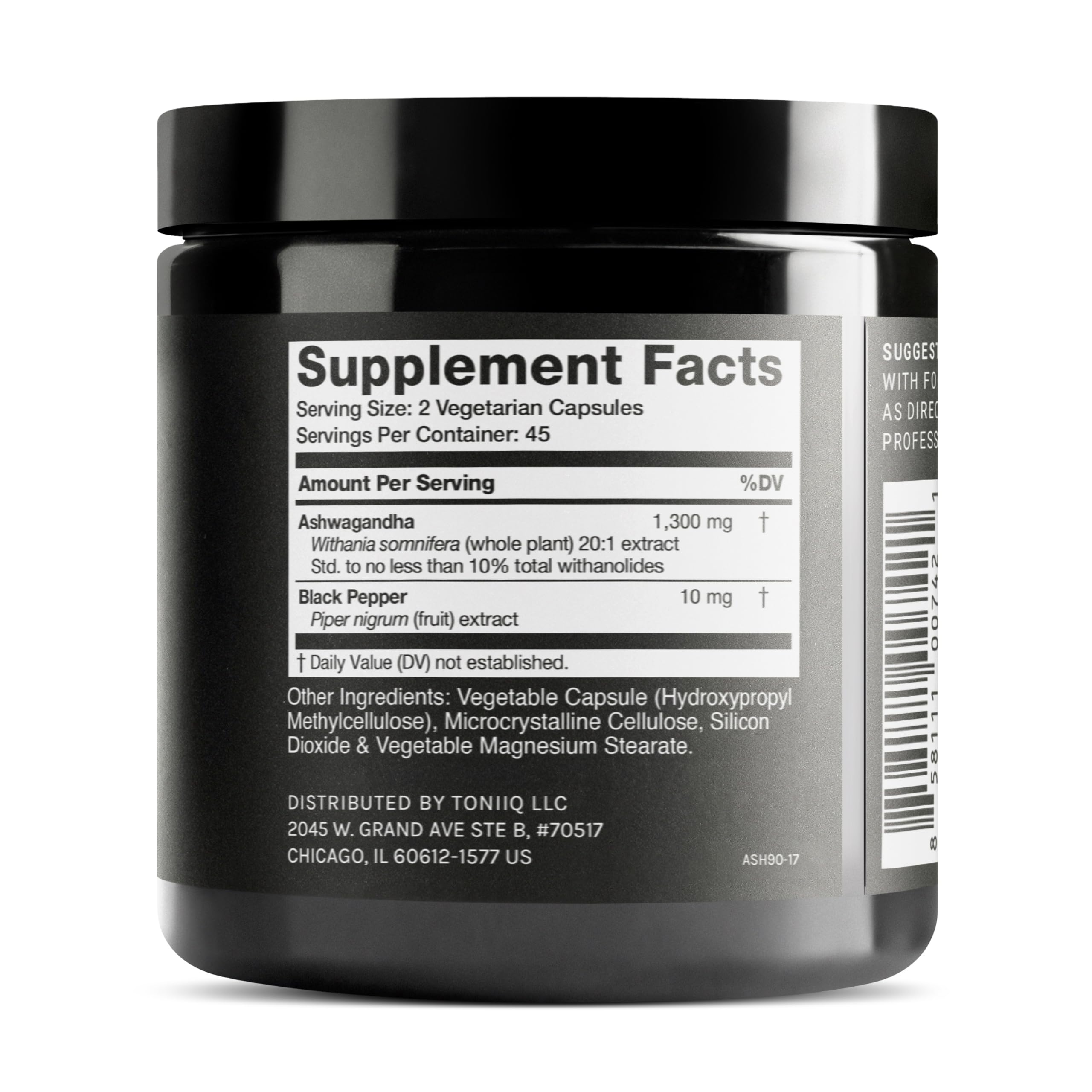 Toniiq Ashwagandha - Ultra High Potency 20:1 Extract with 10% Withanolides - Wild Harvested in India - Highly Concentrated - Third-Party Lab Tested - 90 Capsules Toniiq uk supplements