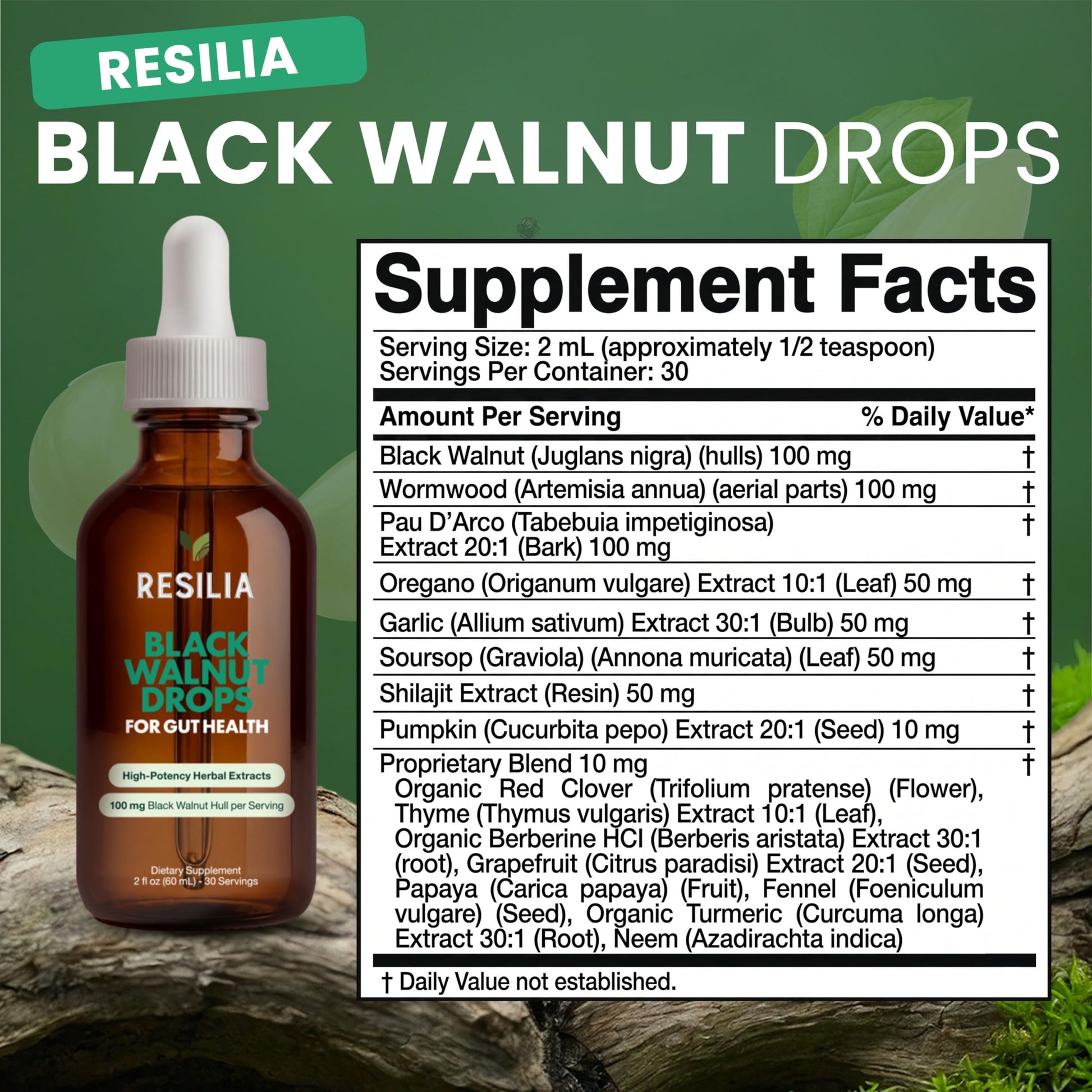 Resilia Herbal Cleanse Liquid Drops – Black Walnut & Wormwood Extract with Pumpkin Seed, Garlic & Turmeric – Alcohol-Free Vegan Tincture for Digestive & Daily Wellness Support, 2 fl oz Resilia Oil Of Oregano uk supplements